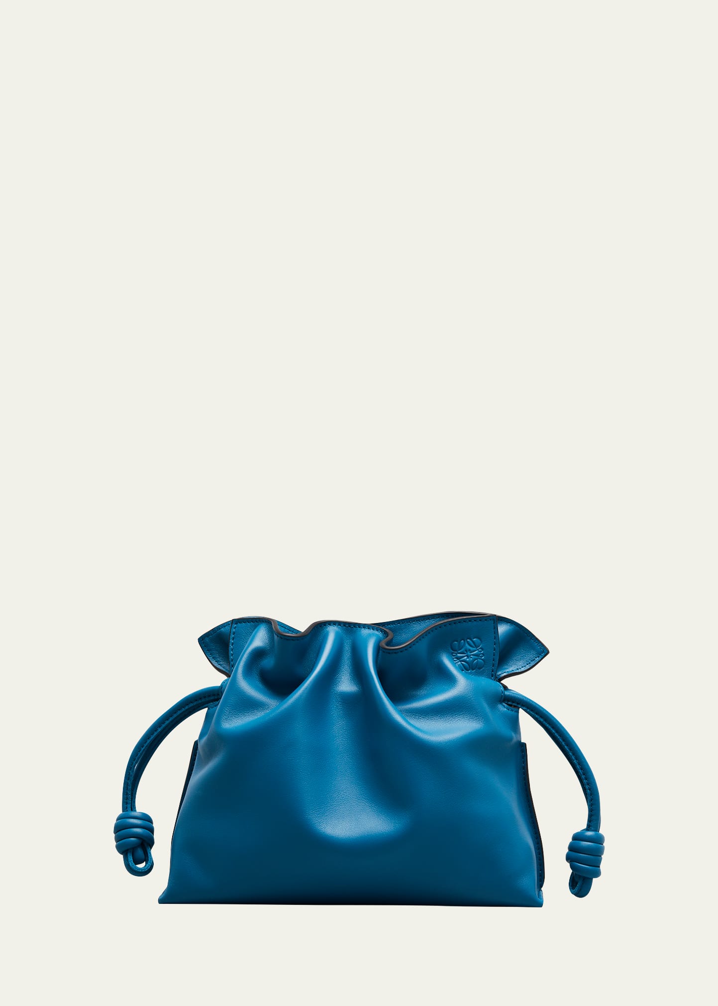 Loewe Flamenco Mini Napa Drawstring Clutch Bag In Lagoon Blue