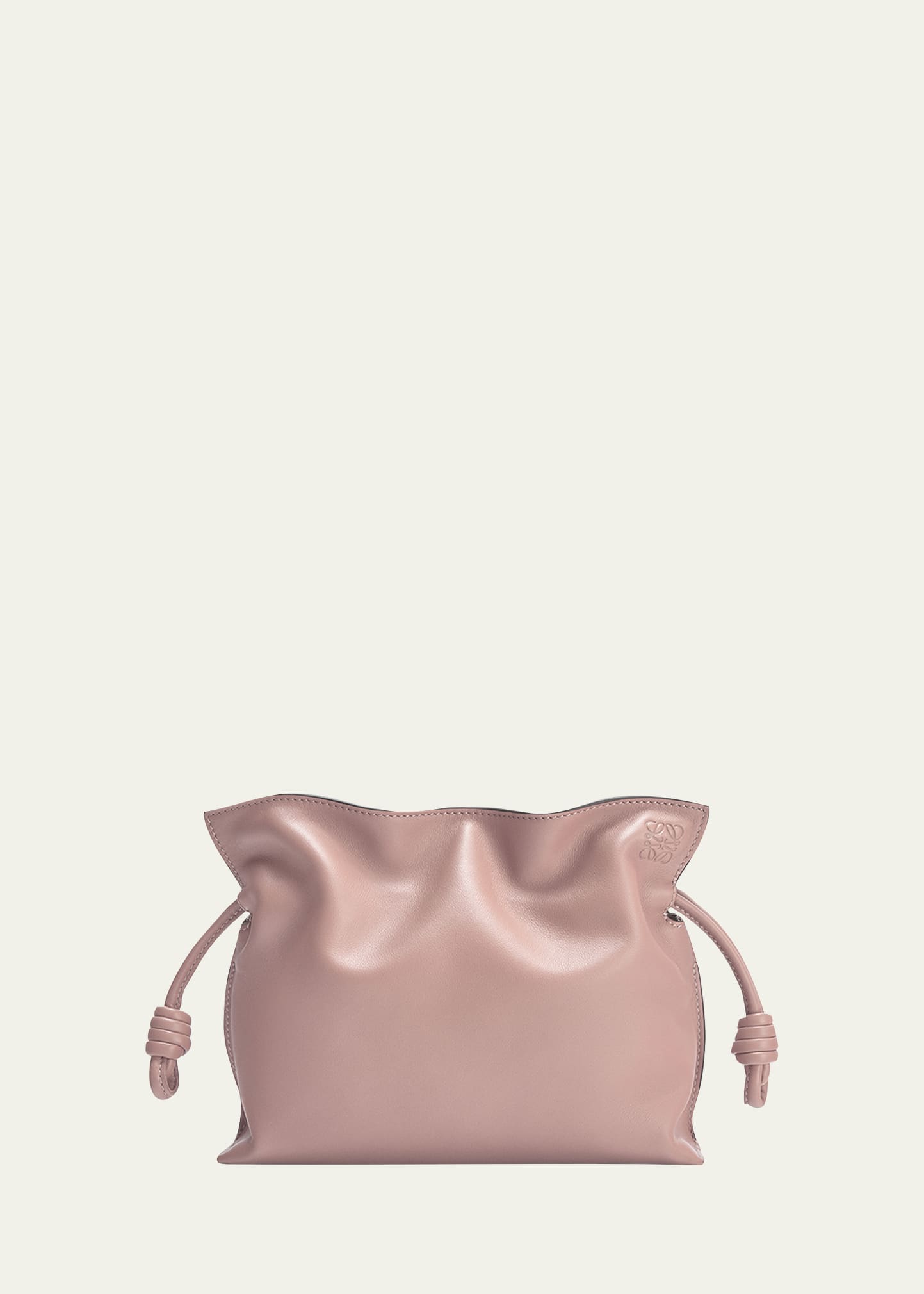 Loewe Flamenco Mini Napa Drawstring Clutch Bag In Dark Butter