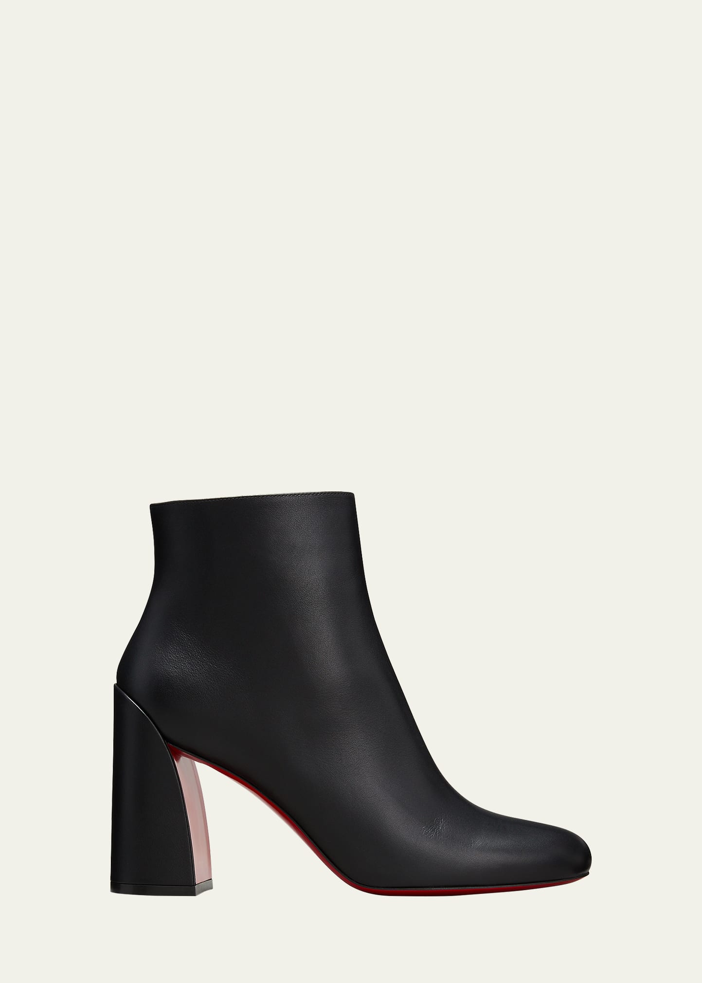 Christian Louboutin Turela Leather Side-zip Red Sole Booties In Black