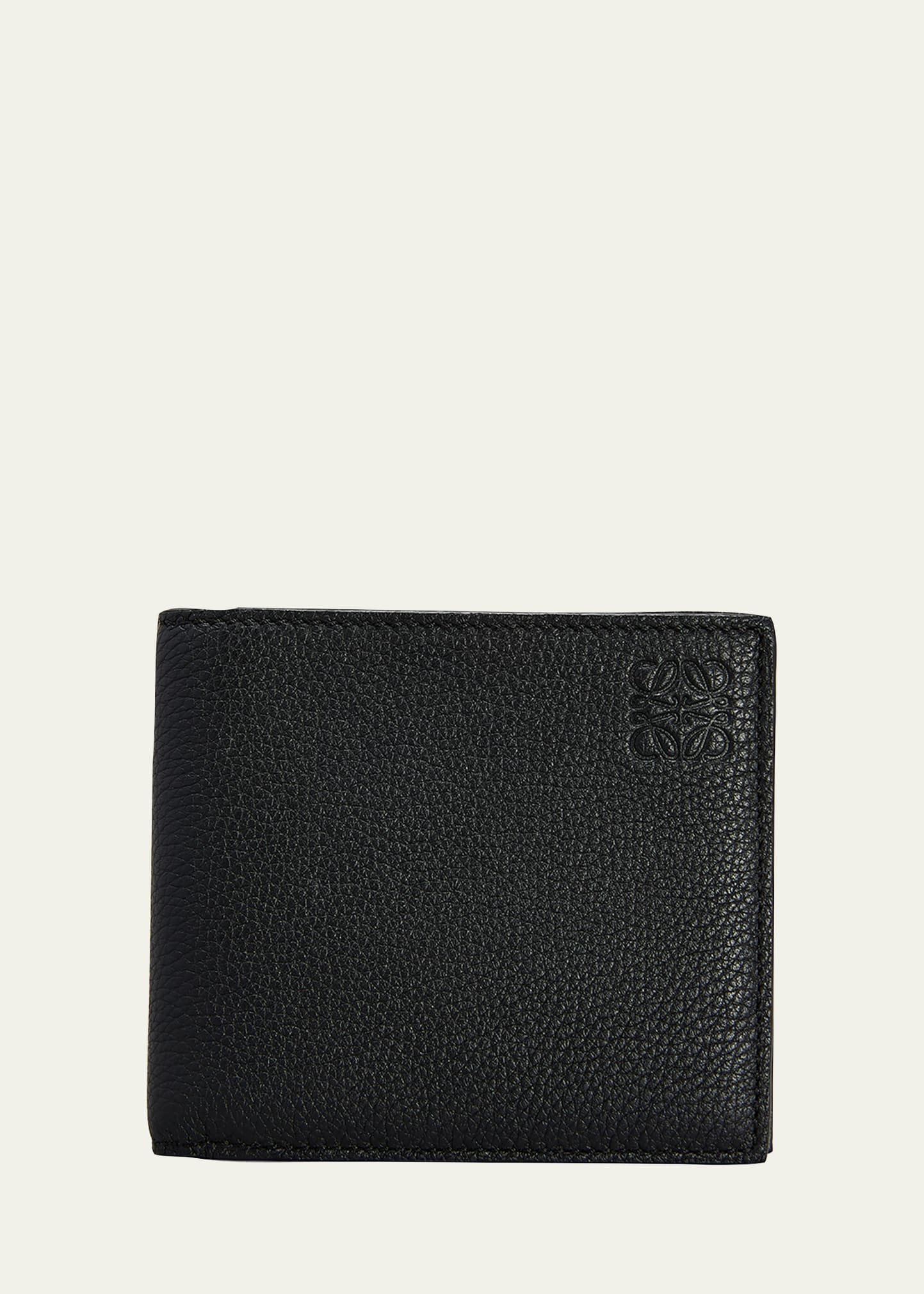 Shop Loewe Men's Debossed Anagram Leather Bifold Wallet In Black