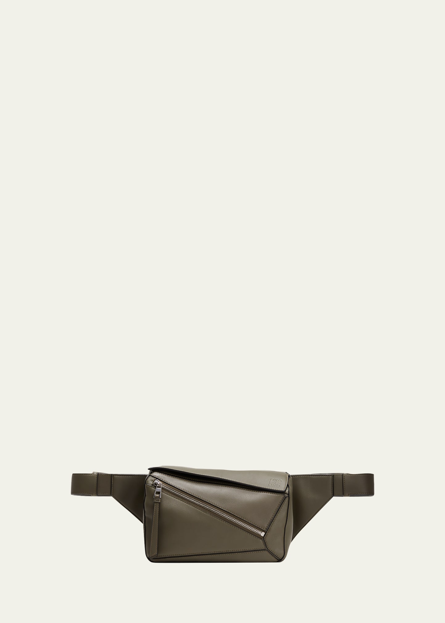 Loewe Men's Puzzle Leather Belt Bag In Khaki Green