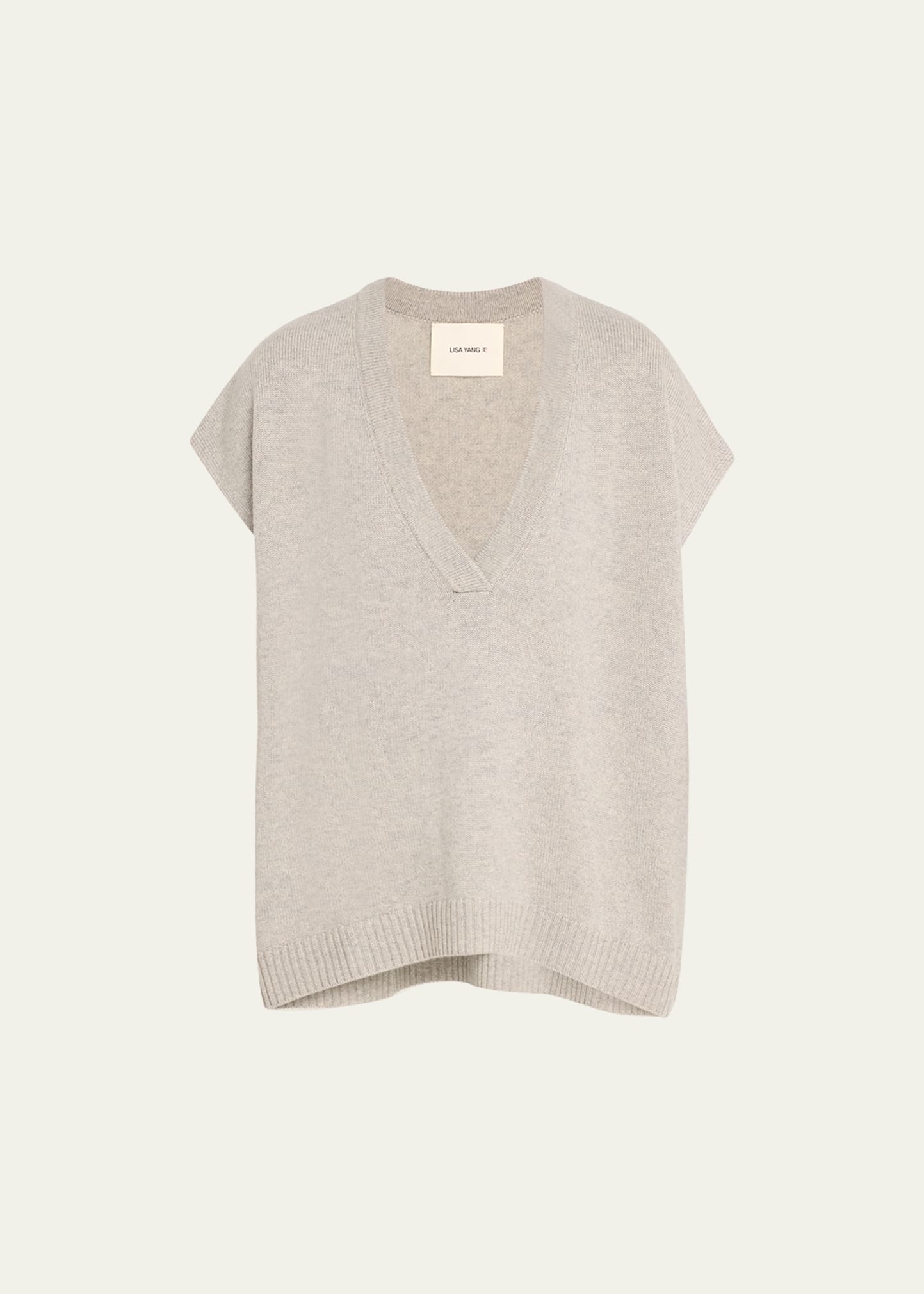 Linn Deep-V Short-Sleeve Cashmere Sweater