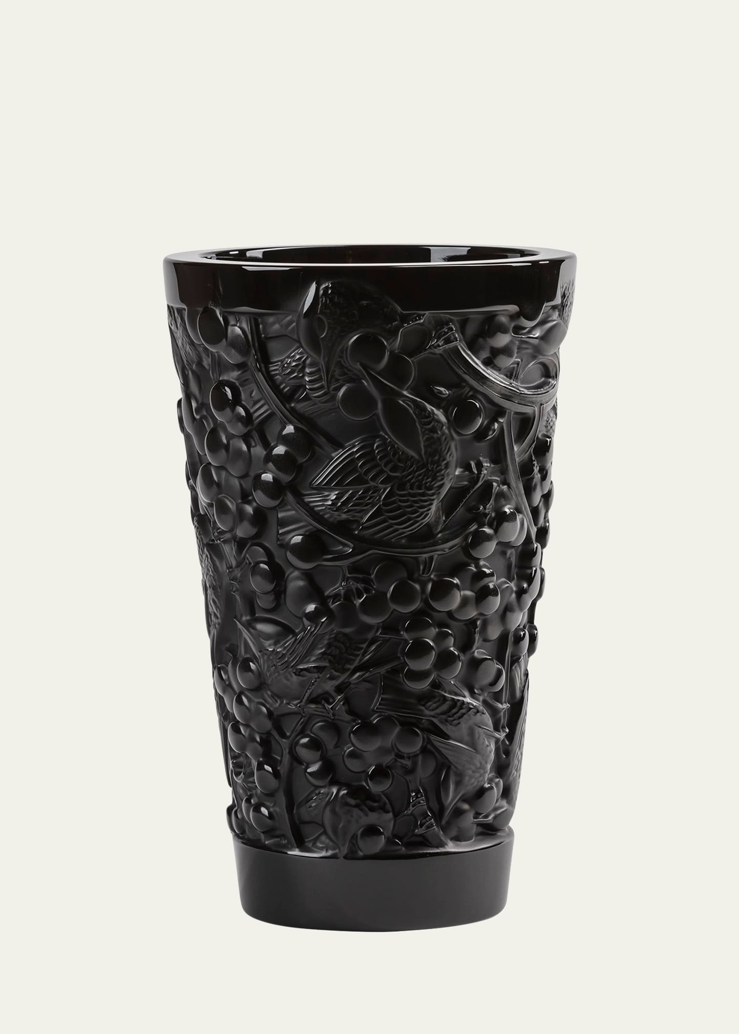 Lalique Black Merles and Raisins Vase
