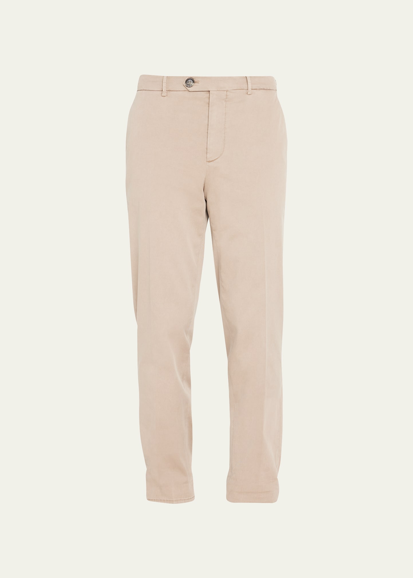 Brunello Cucinelli Tapered Garment-dyed Stretch-cotton Trousers In Brown