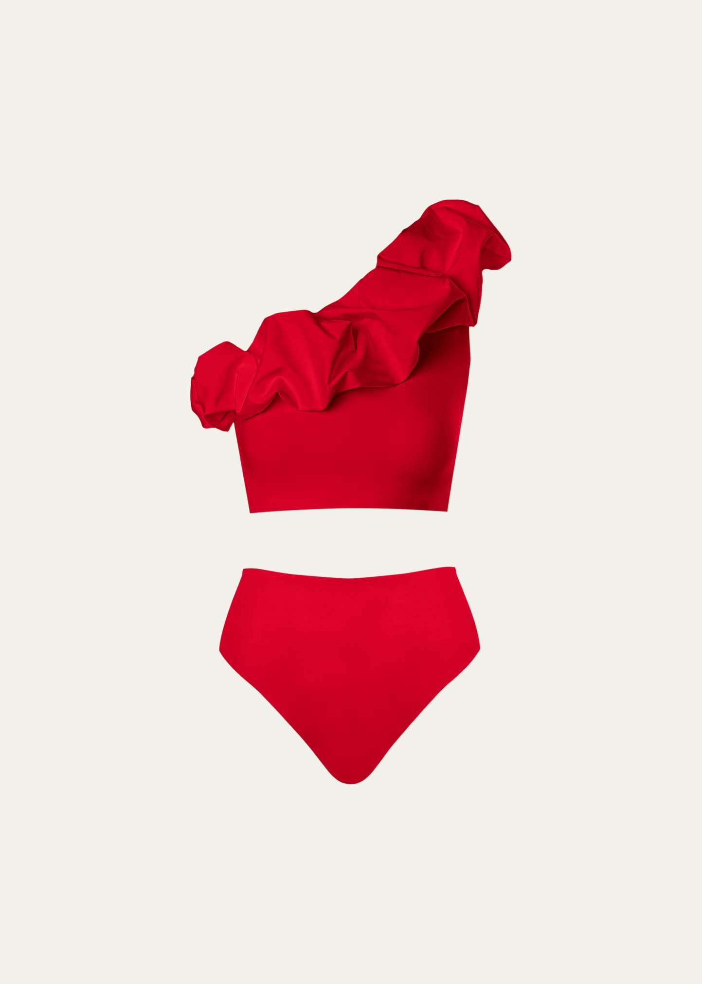 Shop Maygel Coronel Merly Ruffle Two-piece Bikini Set In Red