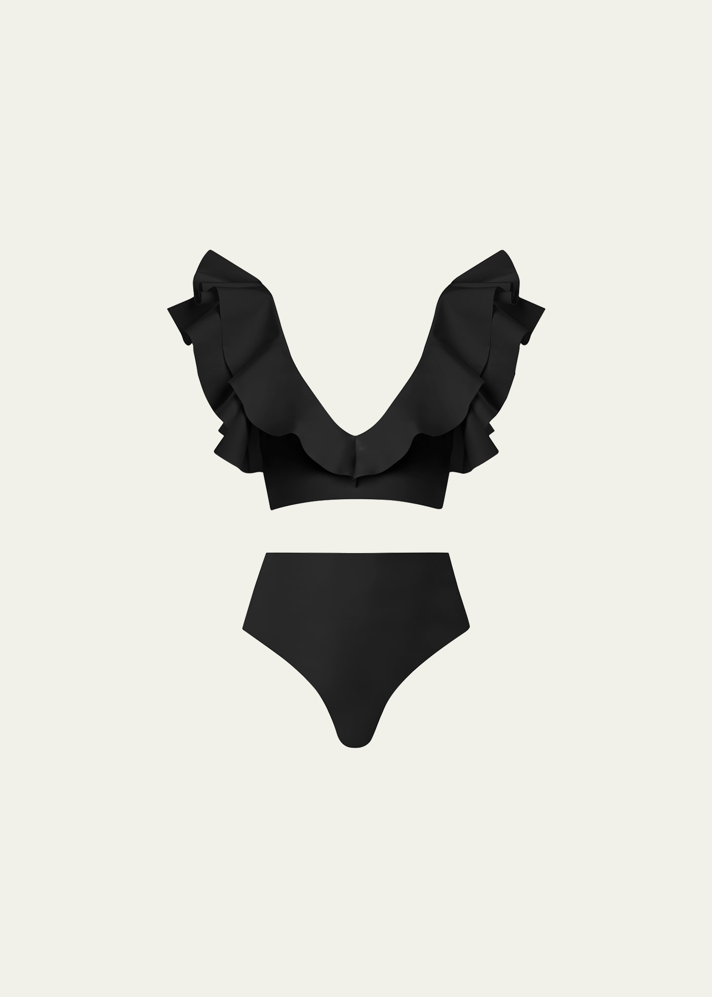 Shop Maygel Coronel Mila Ruffle Two-piece Bikini Set In Black