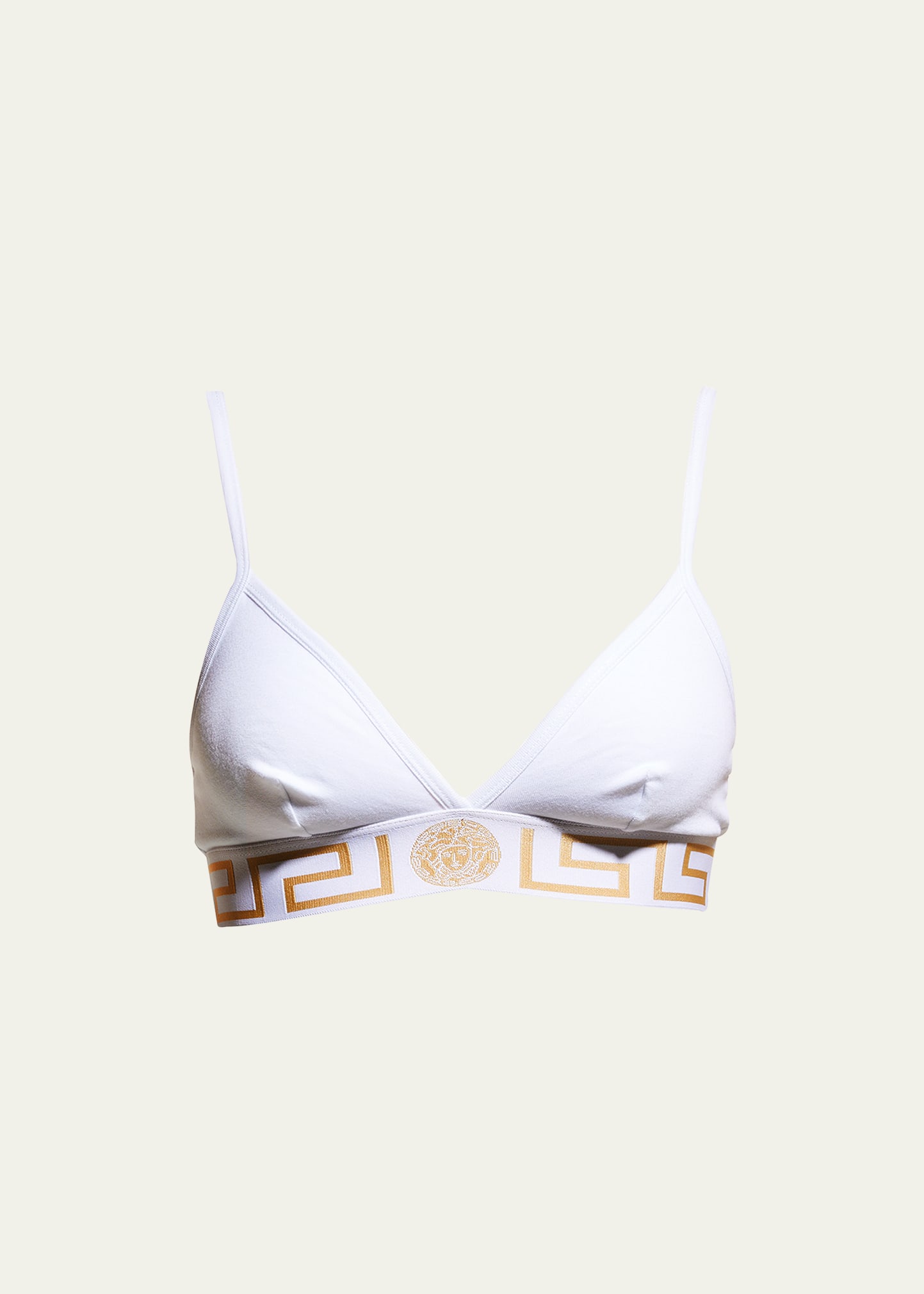 Versace Logo Triangle Bralette In White