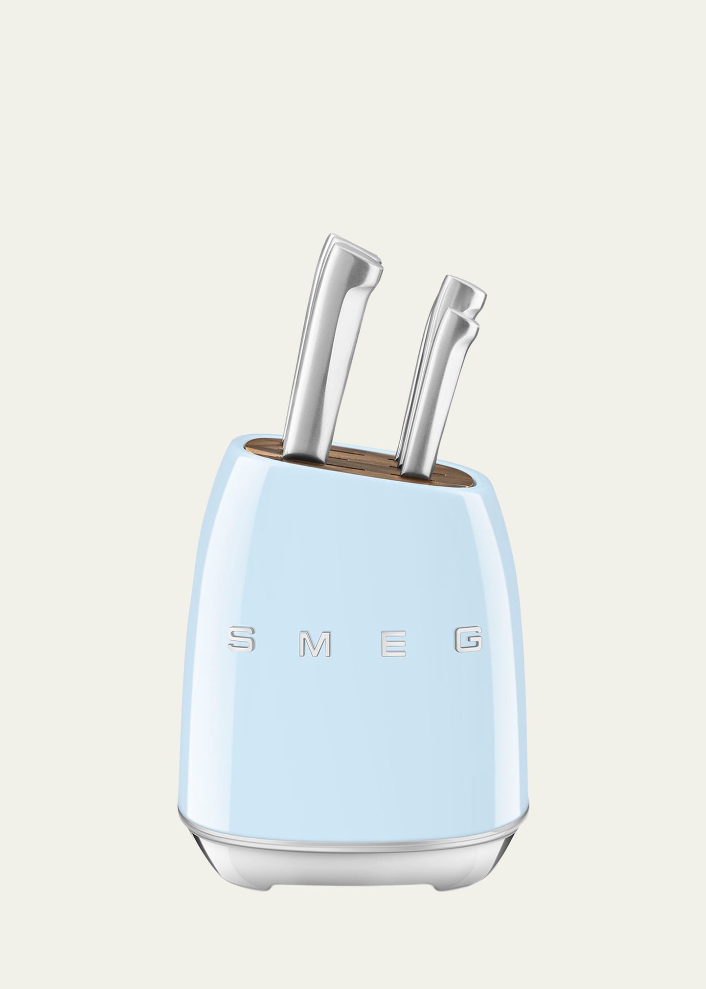 Smeg 7-piece Knife Block Set, Pastel Blue