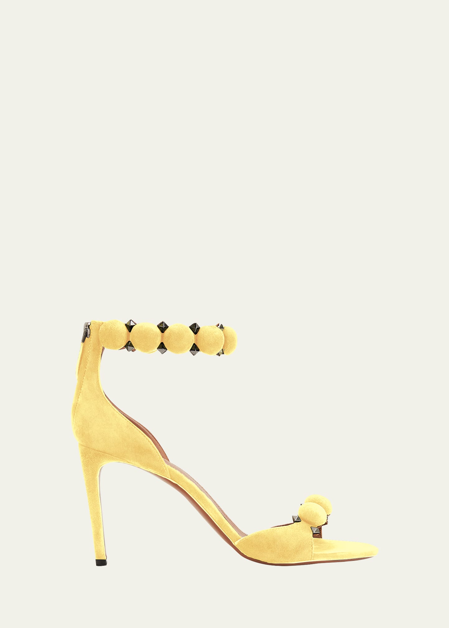 Alaïa Bombe Stud Suede Ankle-wrap High-heel Sandals In Lt Yellow