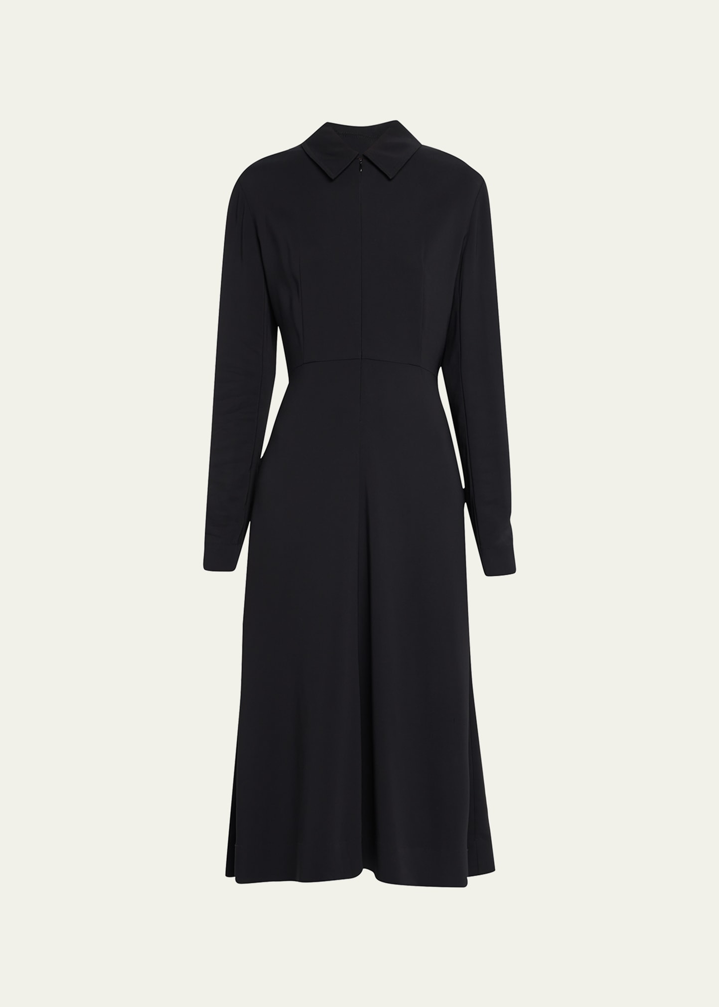 Co Long-sleeve Midi Shirtdress In Black