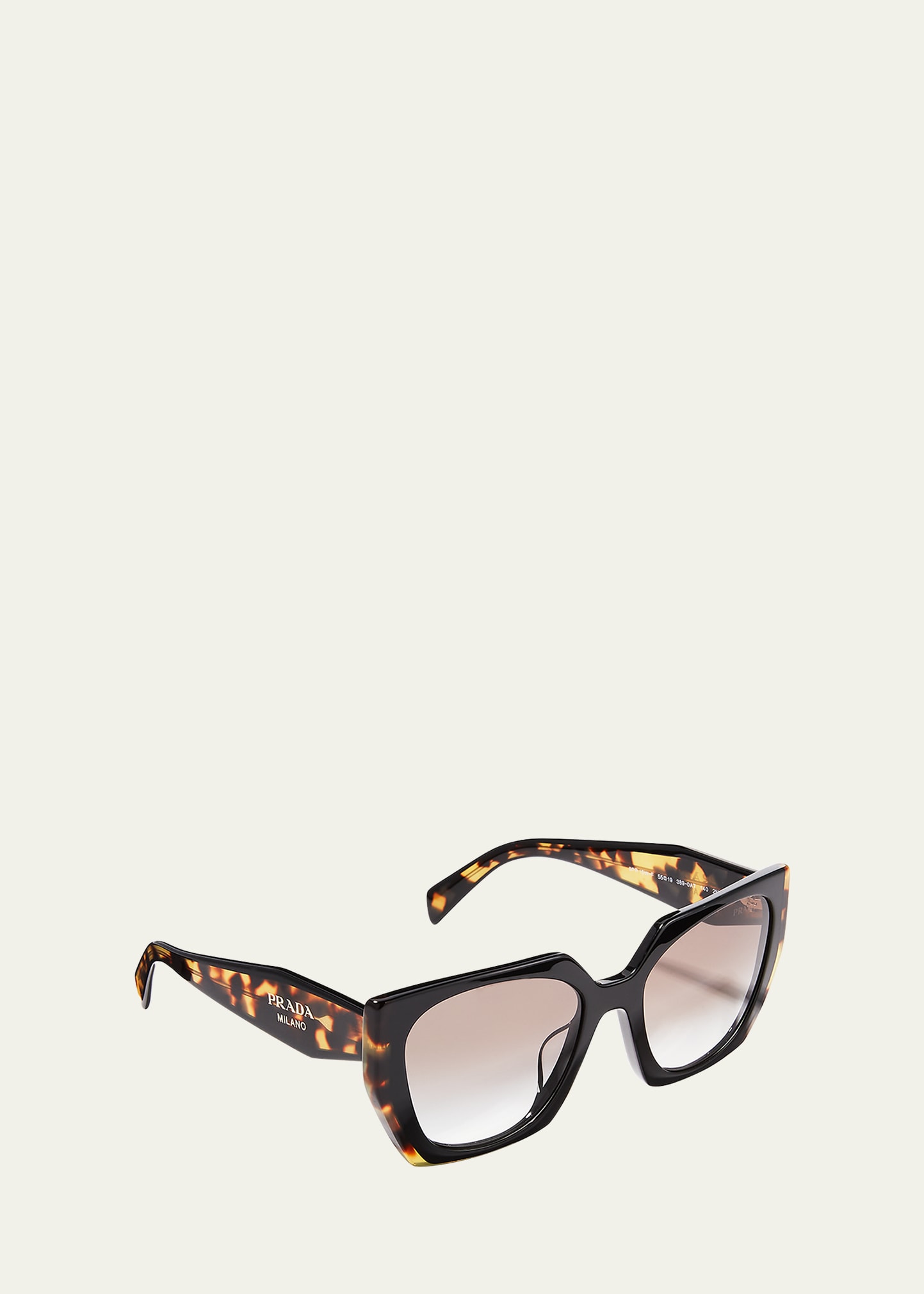 Prada Gradient Rectangle Acetate Sunglasses In Tort Black