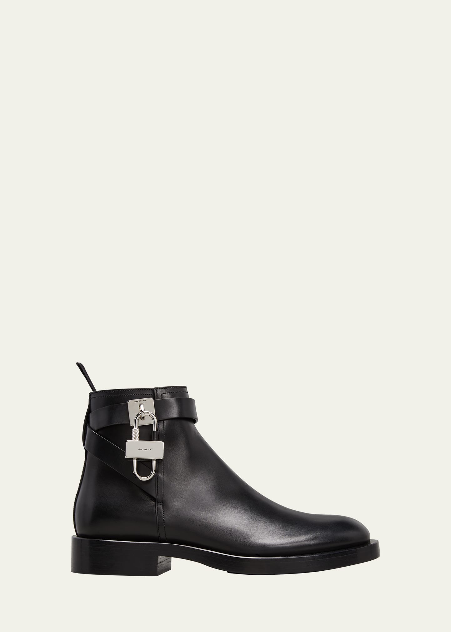 Shop Givenchy Men's Padlock Leather Ankle Boots In Black