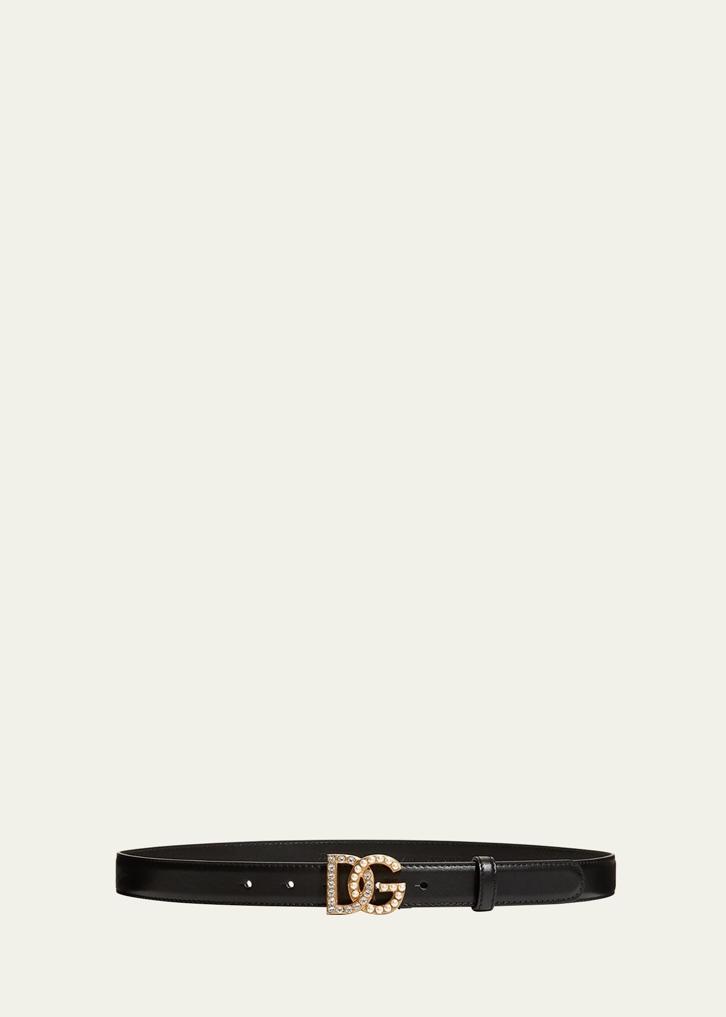 Dolce & Gabbana Dg Swarovski Crystal & Pearl Leather Belt In Black / Gold