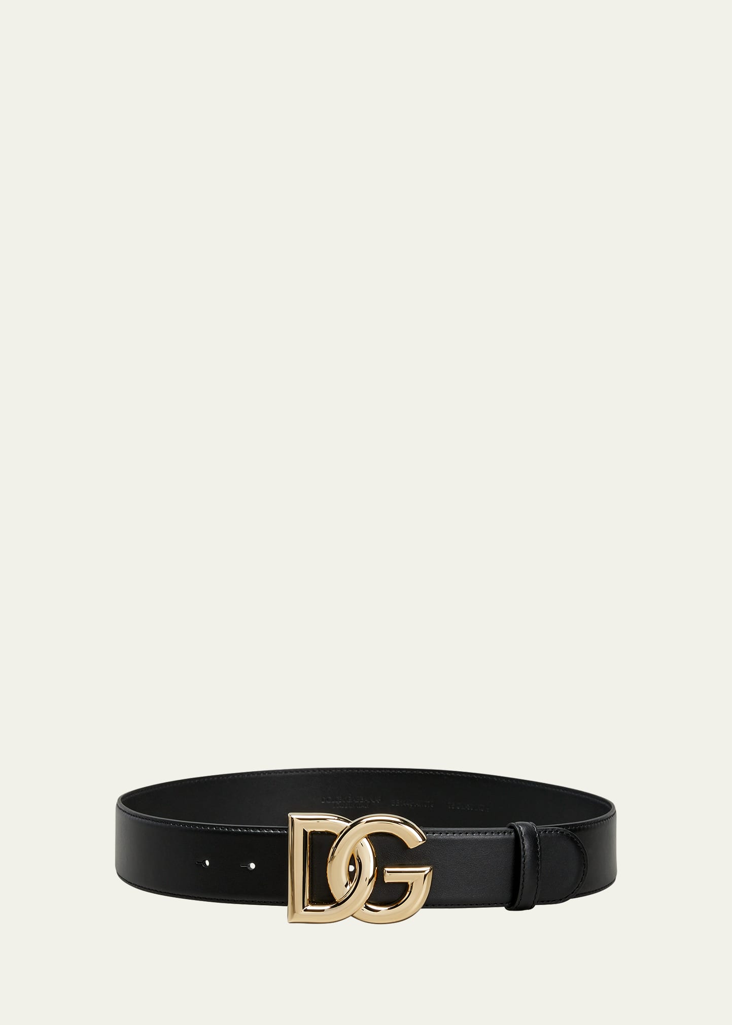 Dolce & Gabbana Dg Calfskin Buckle Belt In Black