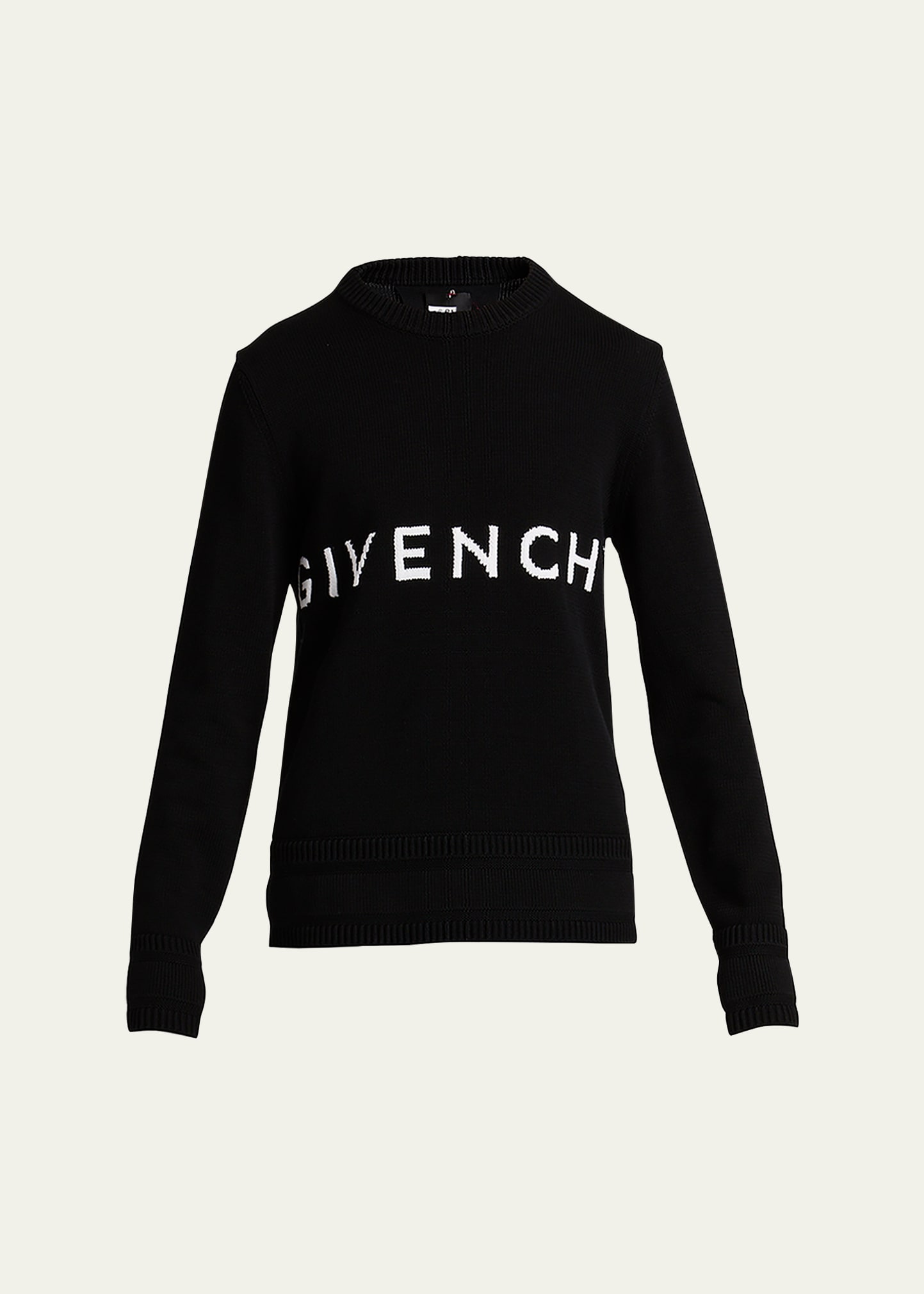 Shop Givenchy Men's Cotton Logo Crew Sweater In Black