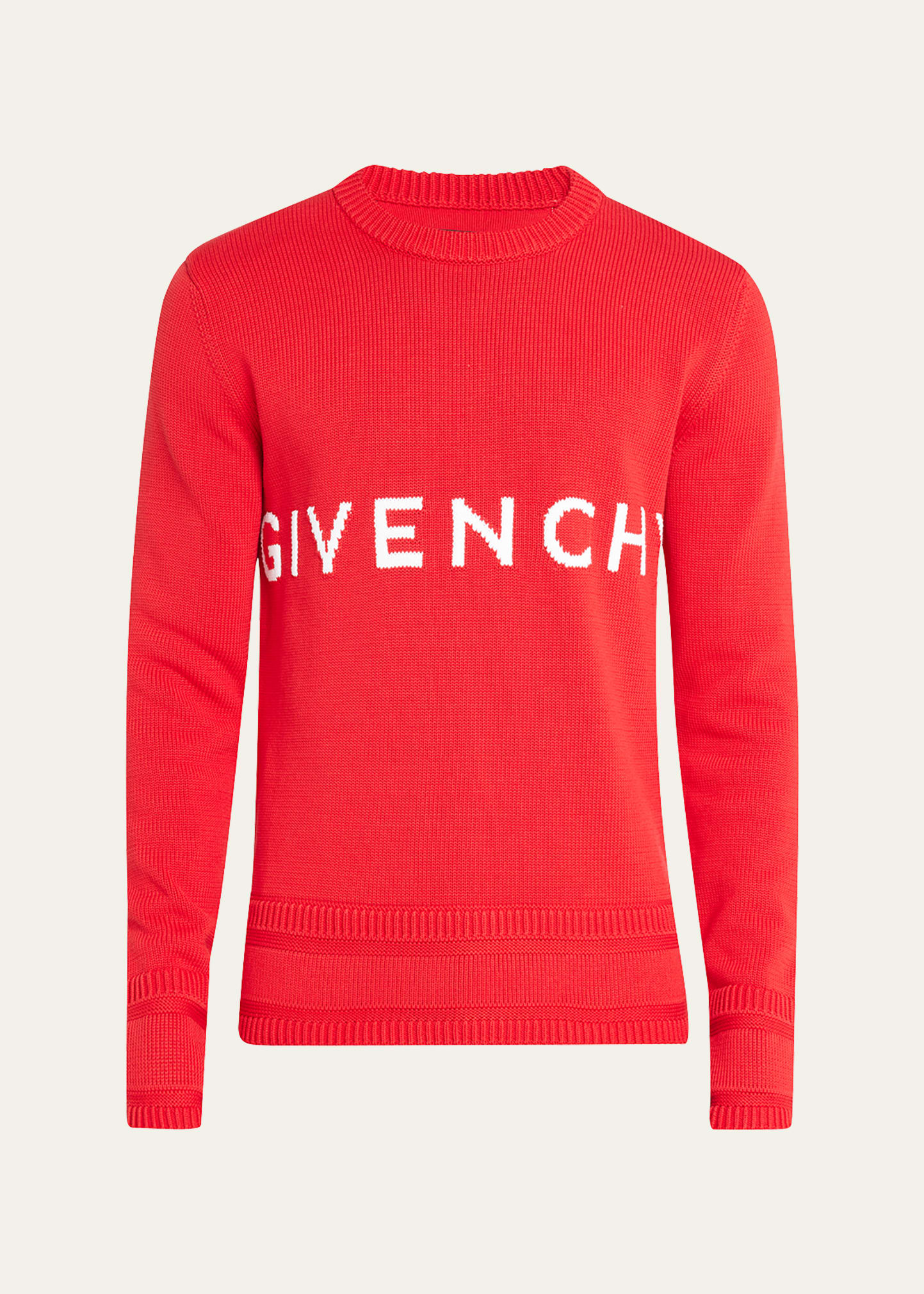 Givenchy 4g Logo Intarsia Knitted Crewneck Sweater In Red