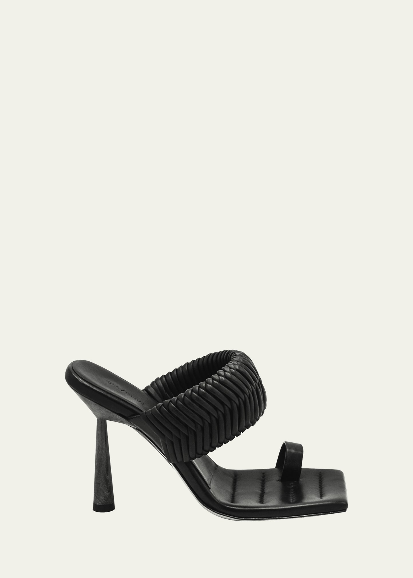 GIA/RHW Woven Toe-Ring Slide Sandals, Black