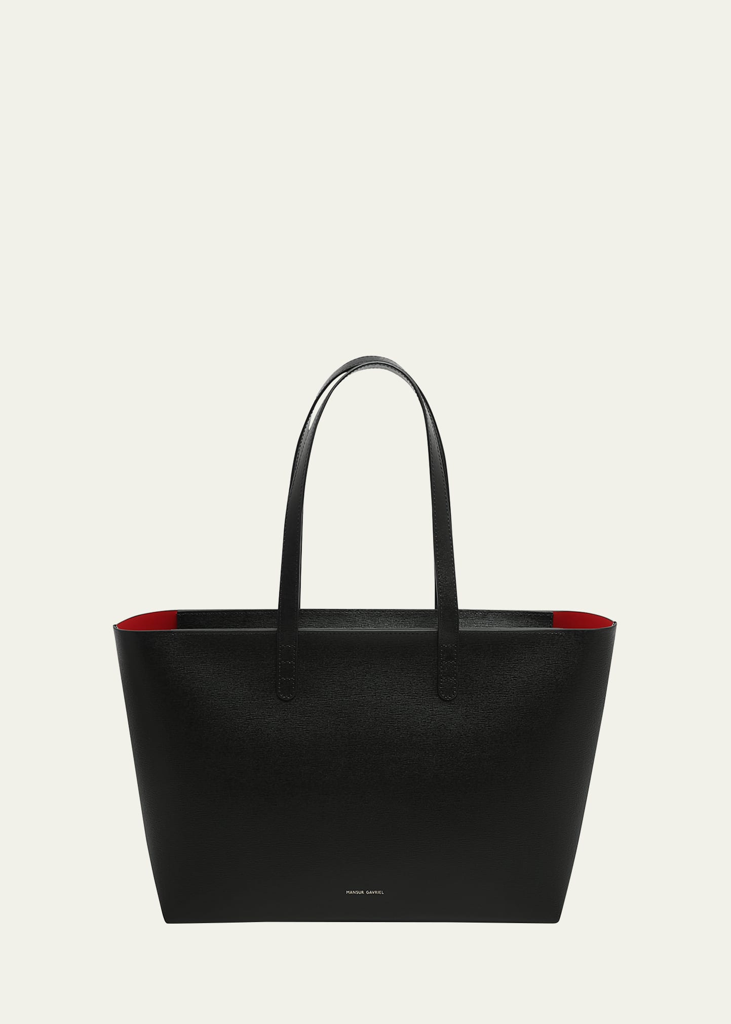 Small East-West Zip Leather Tote Bag
