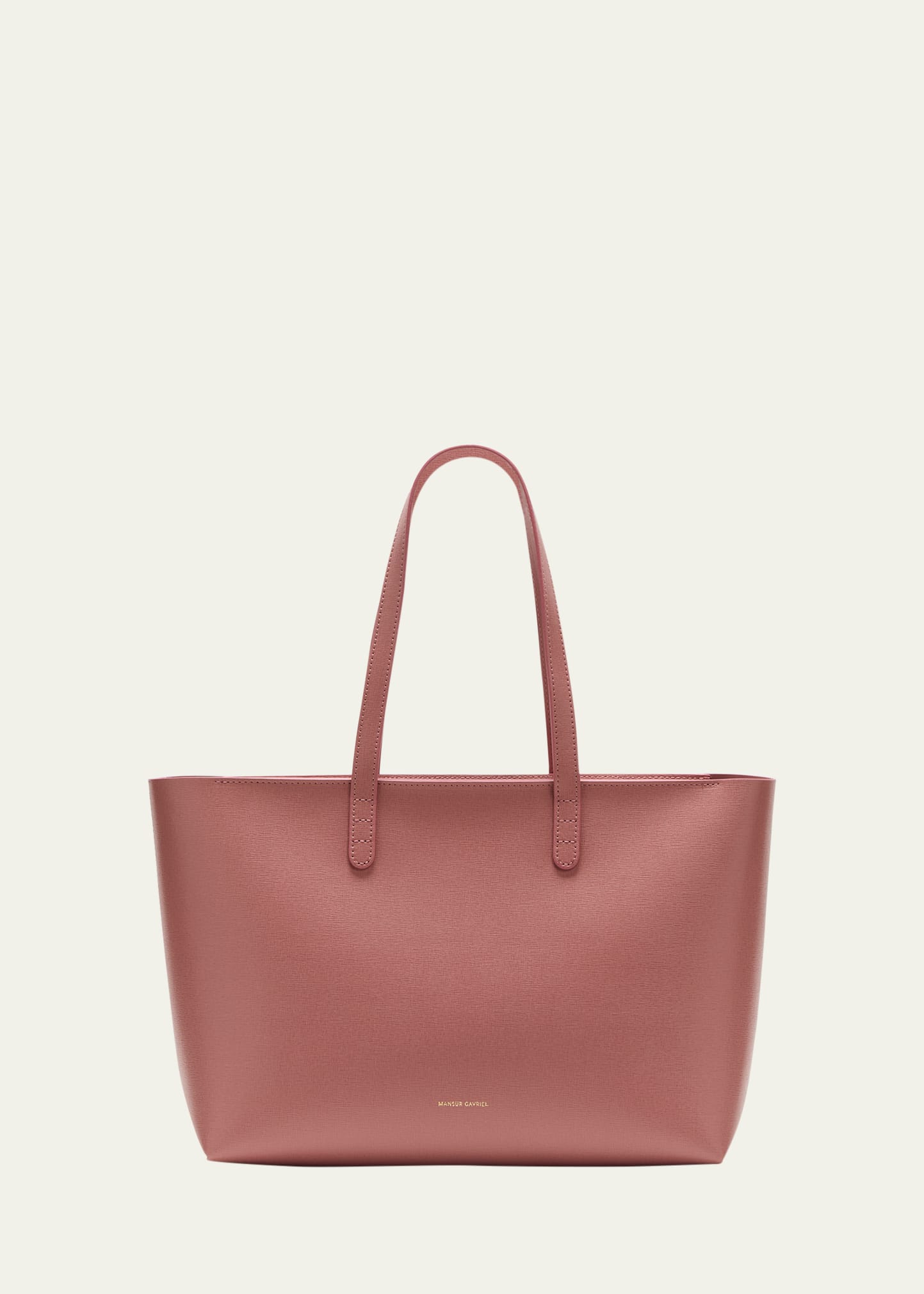 Small East-West Zip Leather Tote Bag
