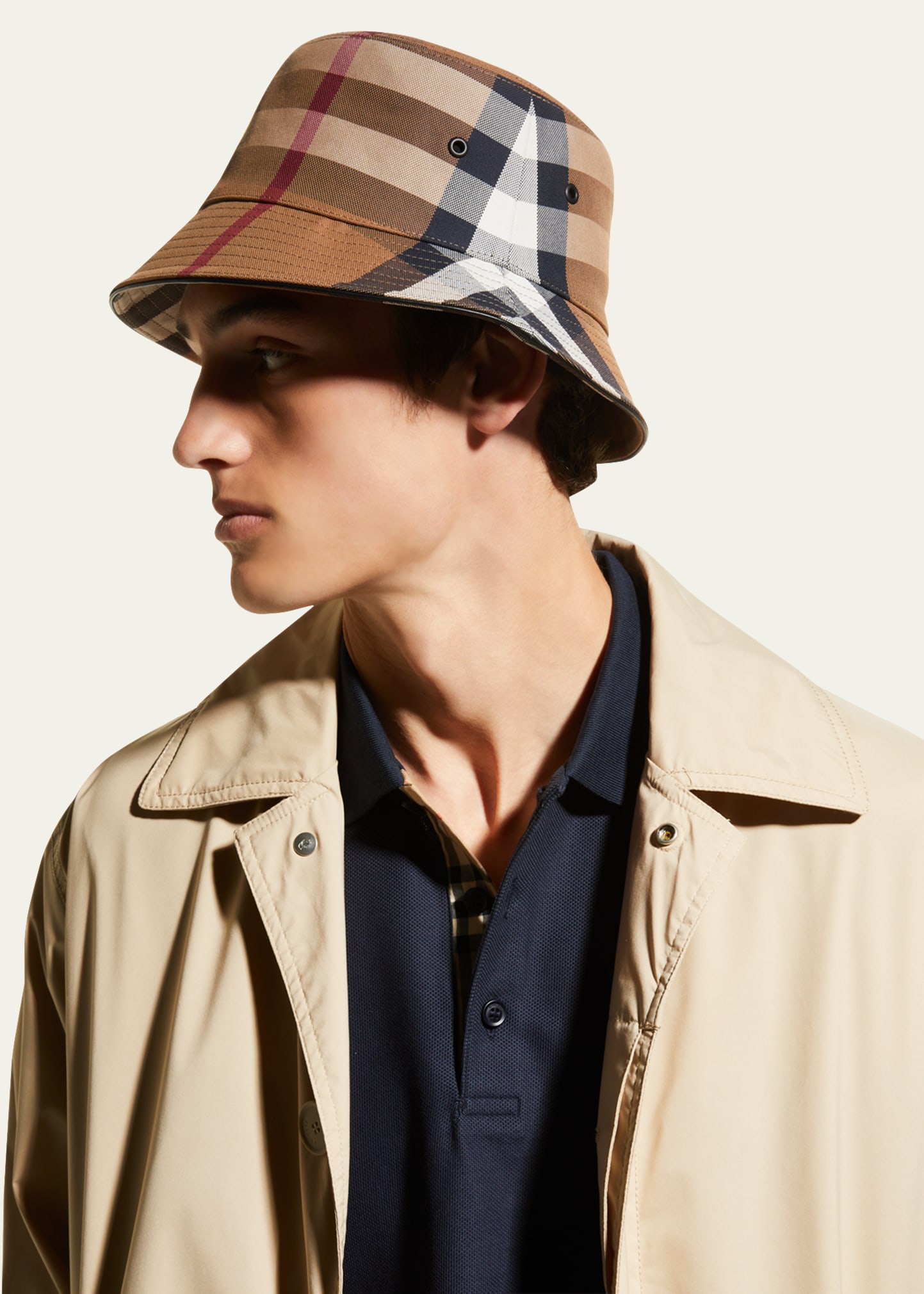 Men's Canvas Check Bucket Hat | Smart Closet