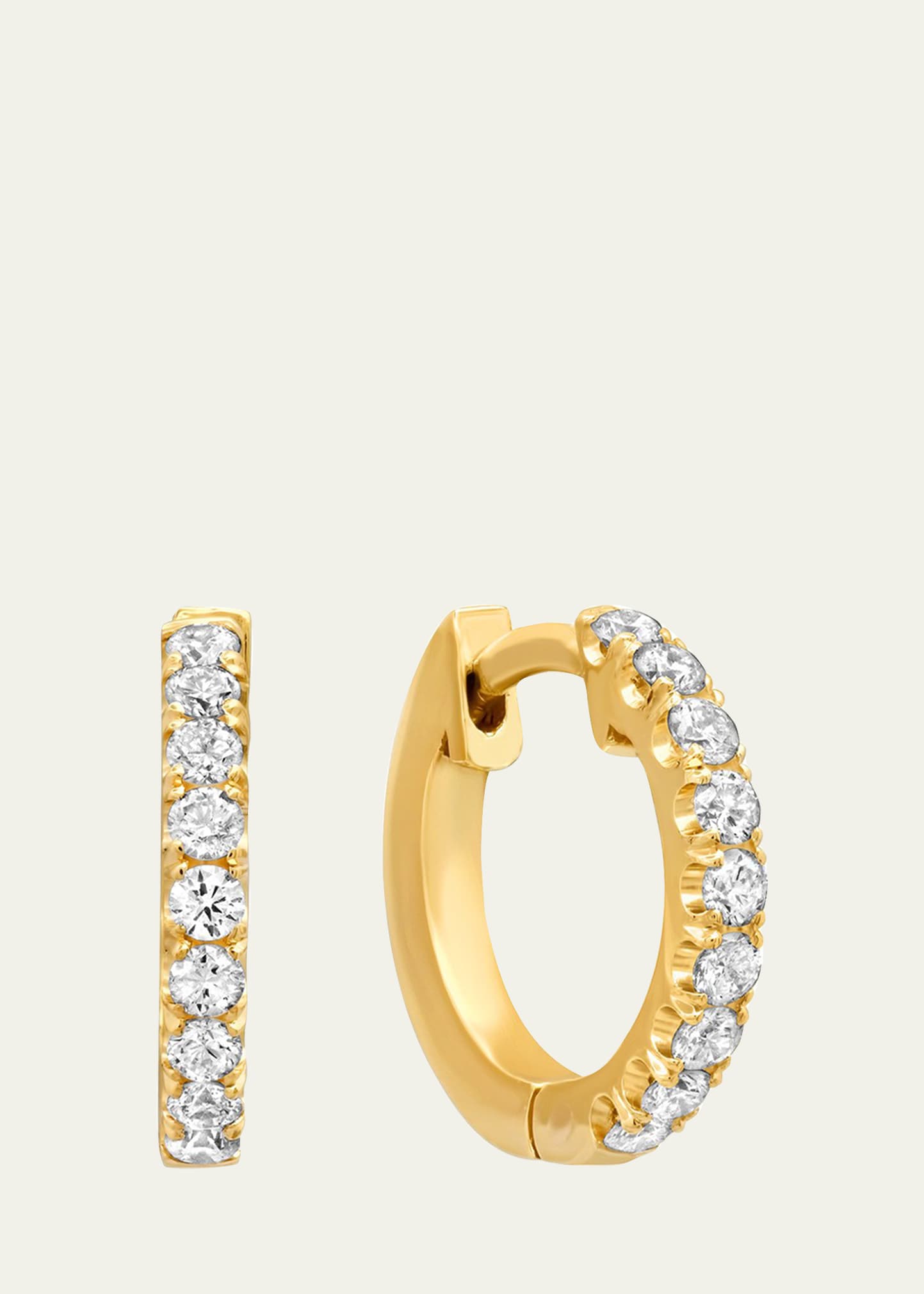 18k Yellow Gold Small Diamond Huggie Earrings