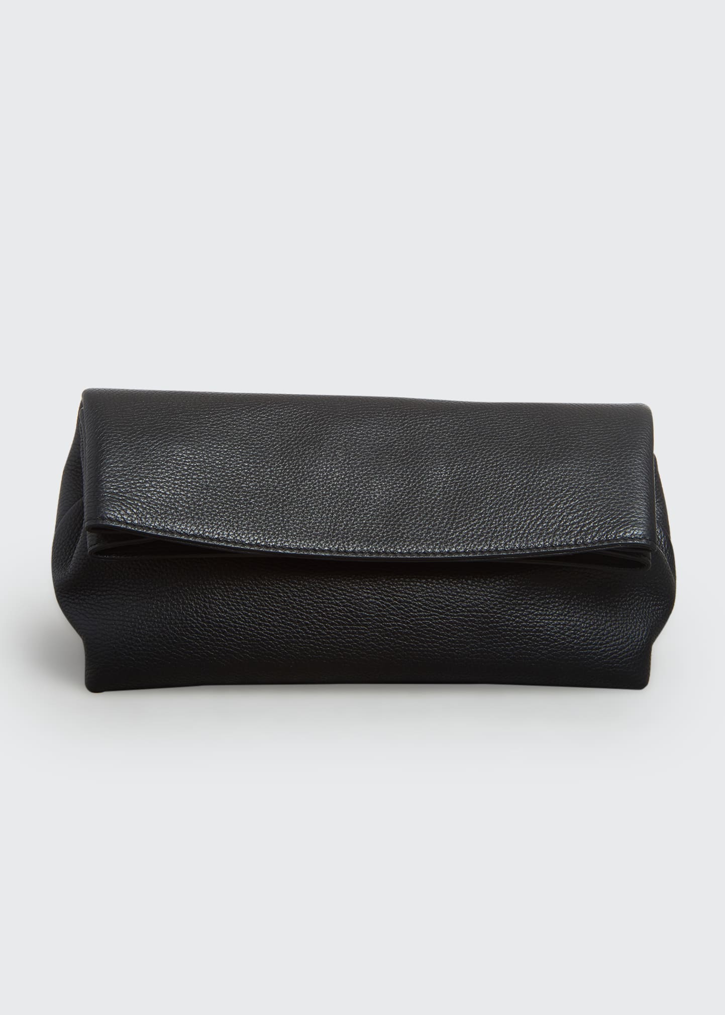Phoebe Fold-over Leather Clutch Bag In Black
