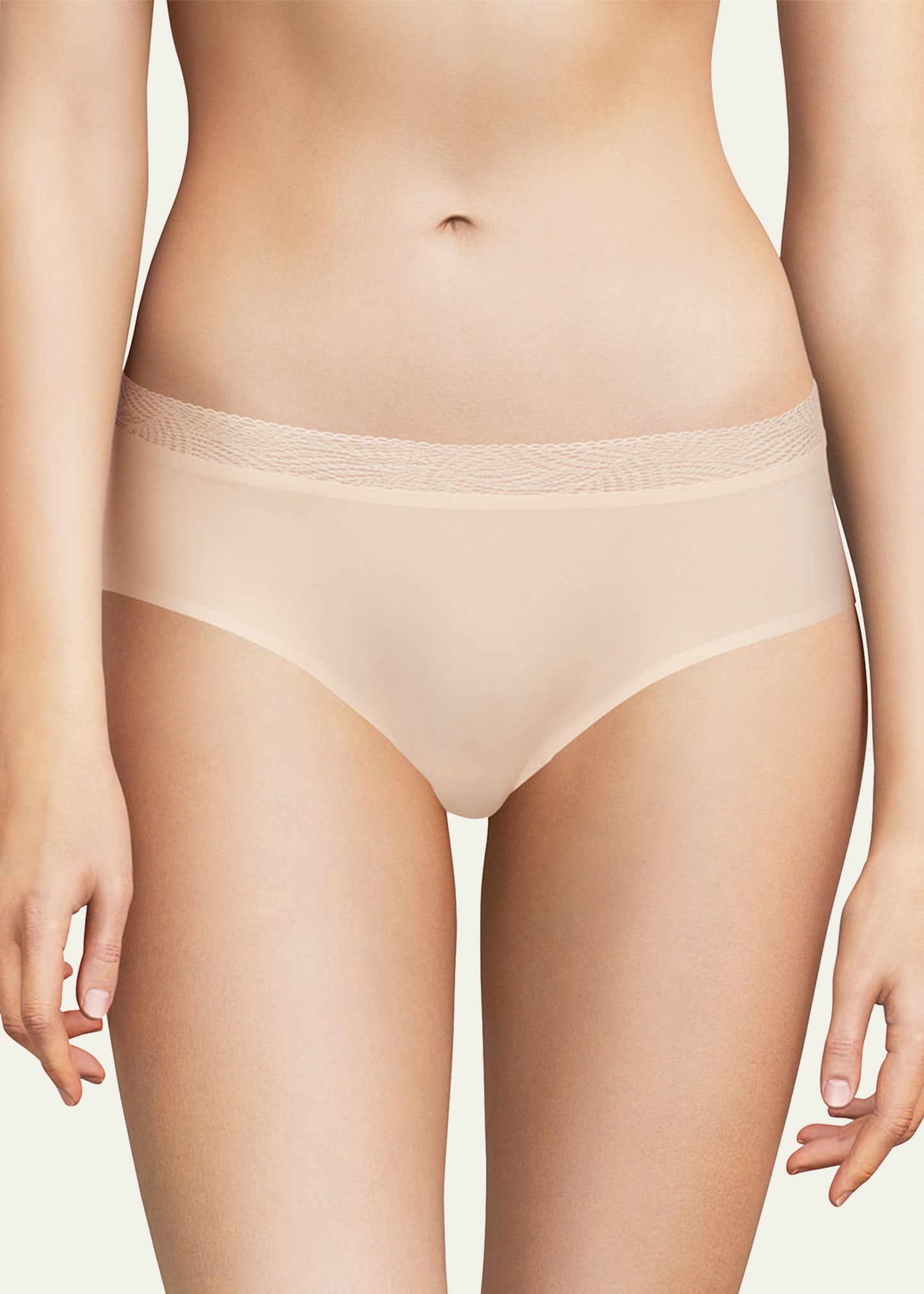Shop Chantelle Soft Stretch Lace-trim Hipster Briefs In Nude Blush