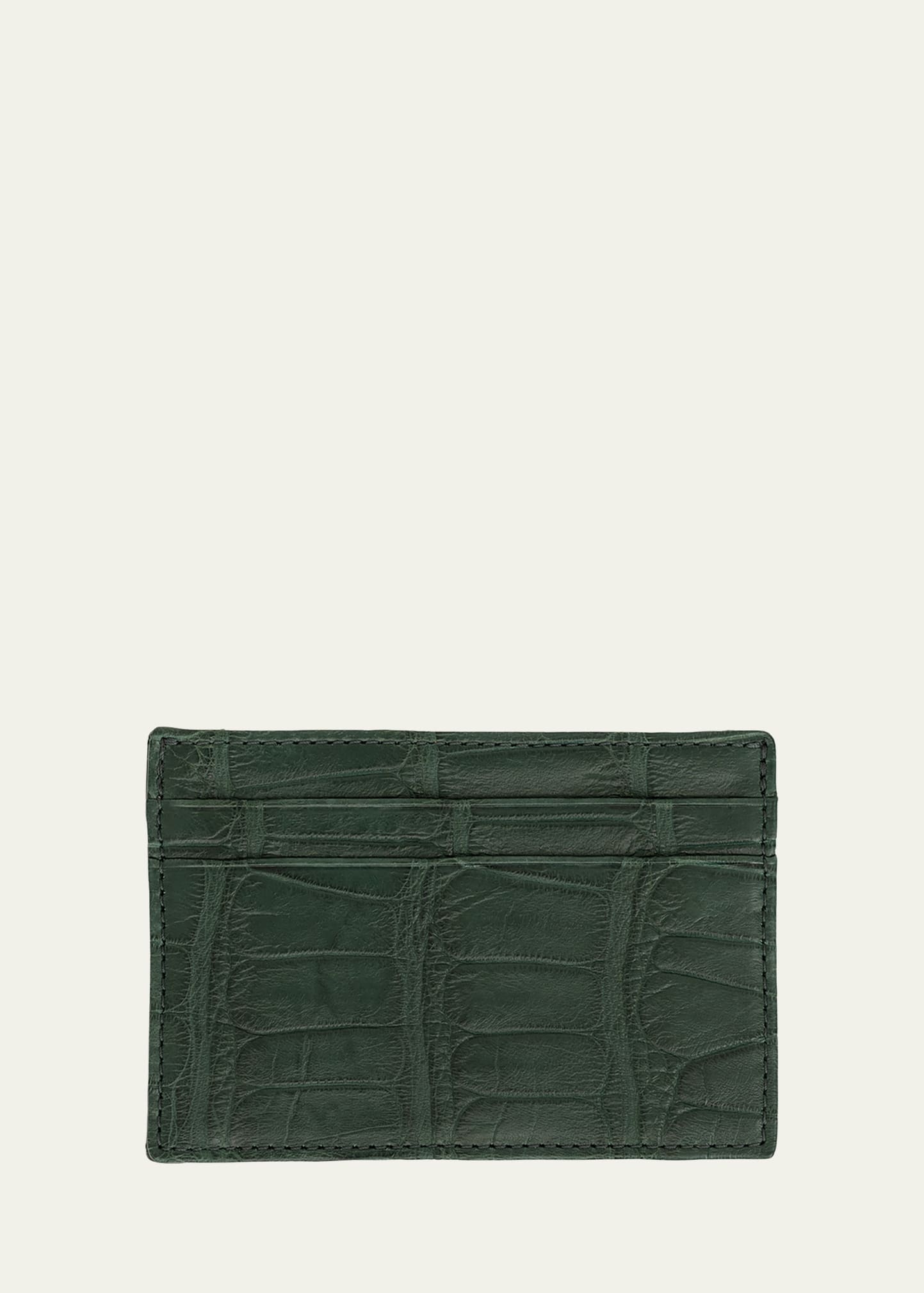 Abas Men's Alligator Money Clip Card Case In Green