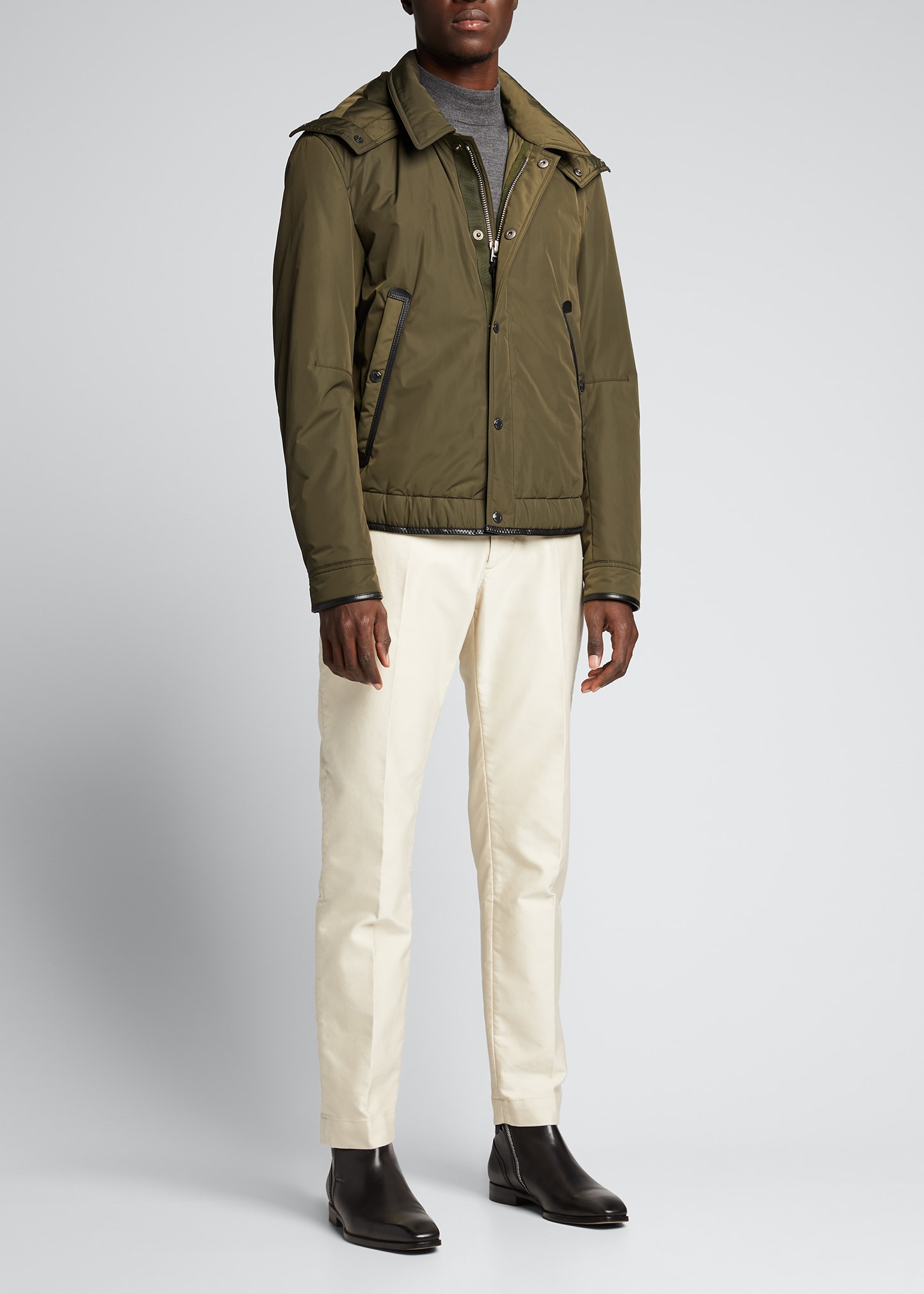 TOM FORD Men's Ovatta Hooded Nylon Jacket | Smart Closet