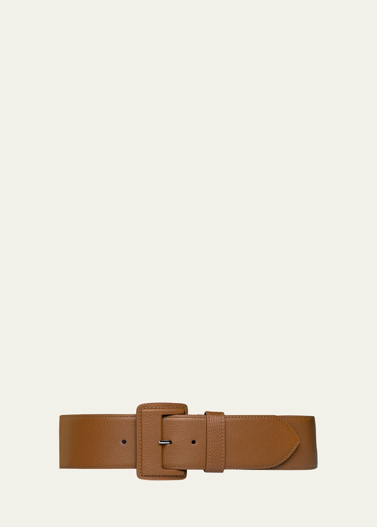 Vaincourt Paris La Merveilleuse Large Pebbled Leather Belt With Covered Buckle In Camel