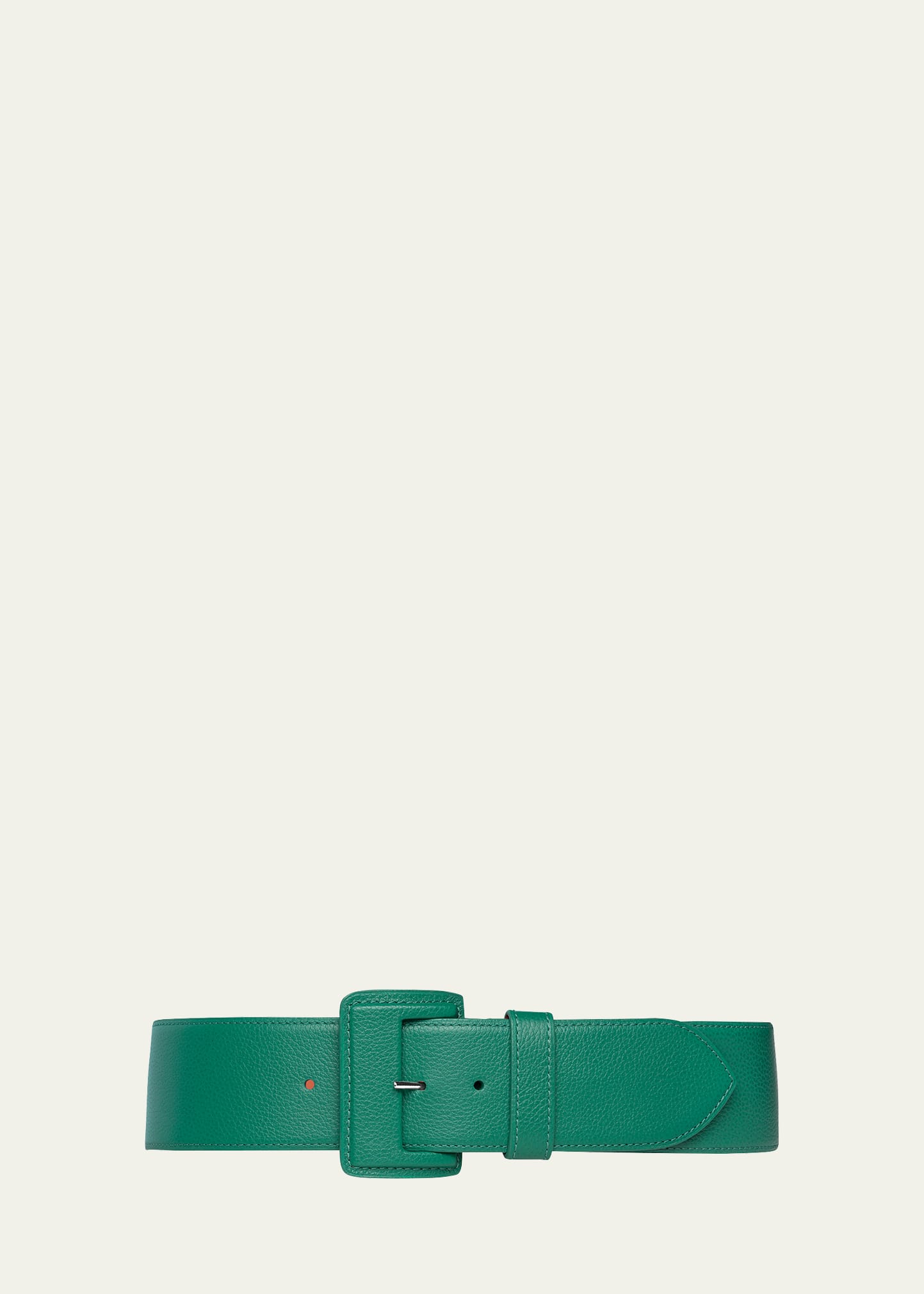 Vaincourt Paris La Merveilleuse Large Pebbled Leather Belt With Covered Buckle In Green / Blue