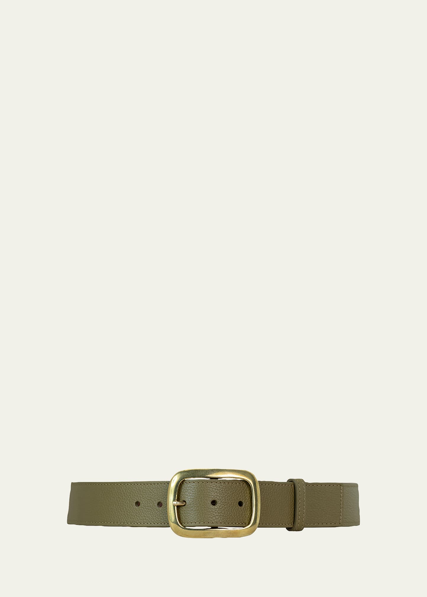 Vaincourt Paris La Captivante Pebbled Leather Belt In Khaki