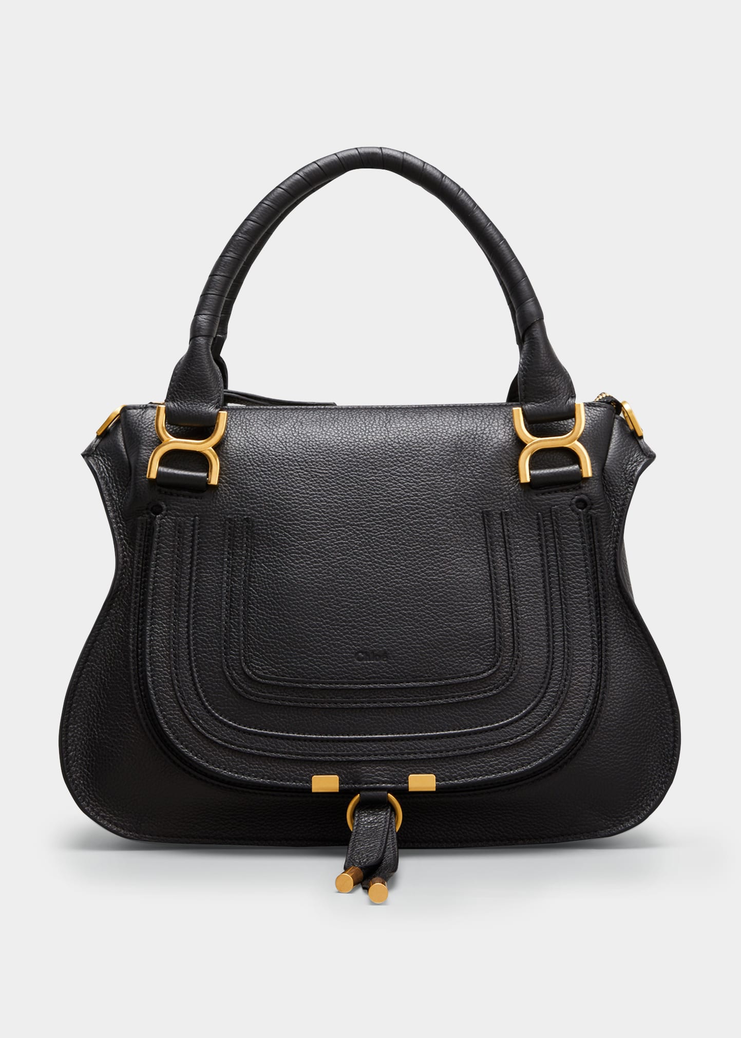 Chloé Medium Marcie Leather Satchel In Black