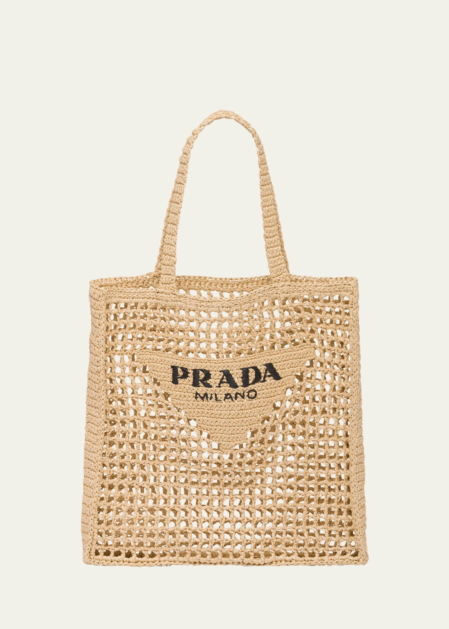 Prada Raffia Logo Tote Bag In Naturale