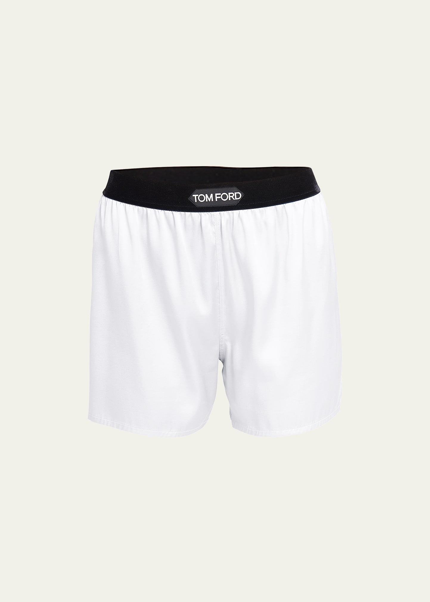 Shop Tom Ford Silk Lounge Shorts In White
