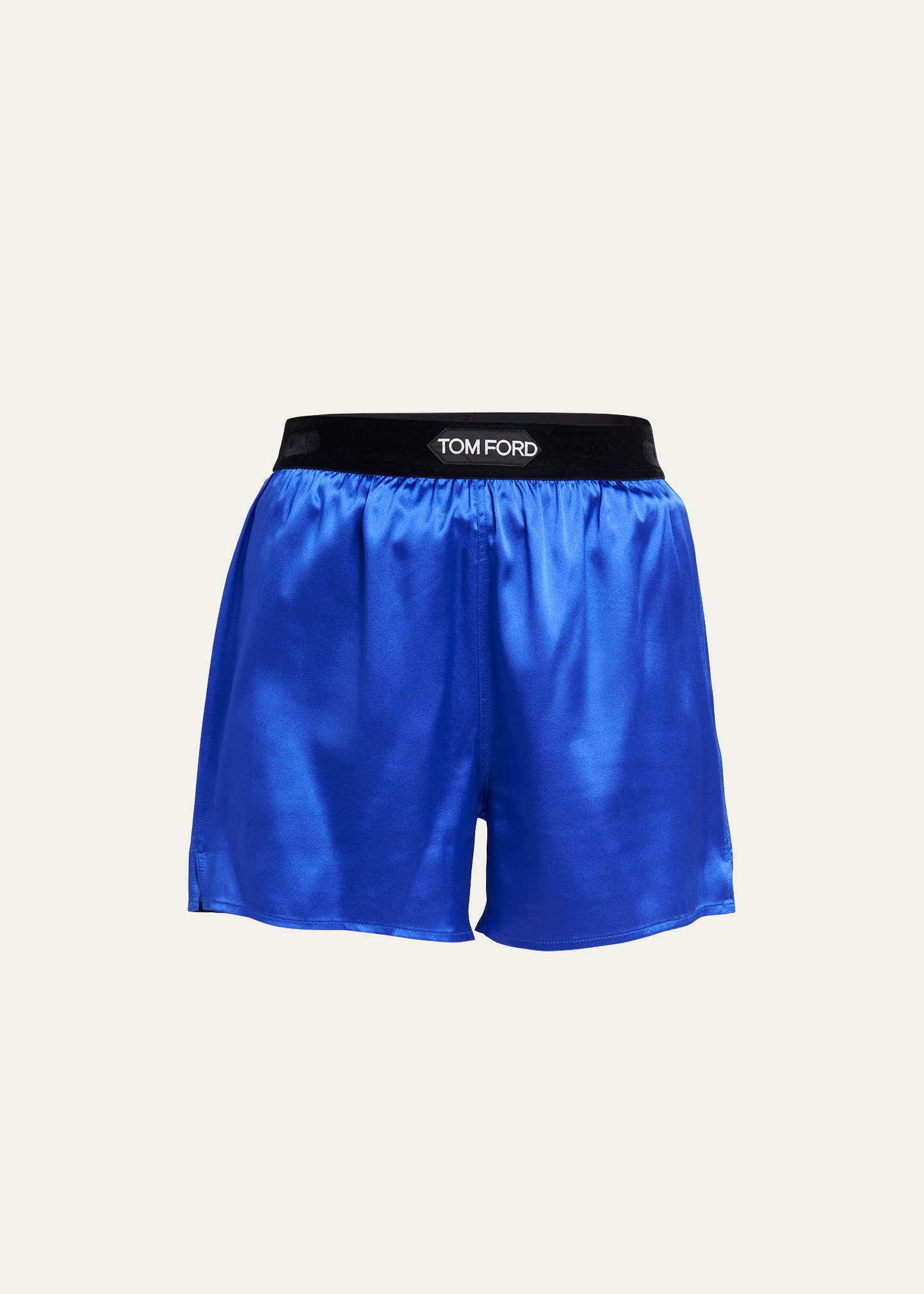 Tom Ford Silk Lounge Shorts In Cobalt Blu