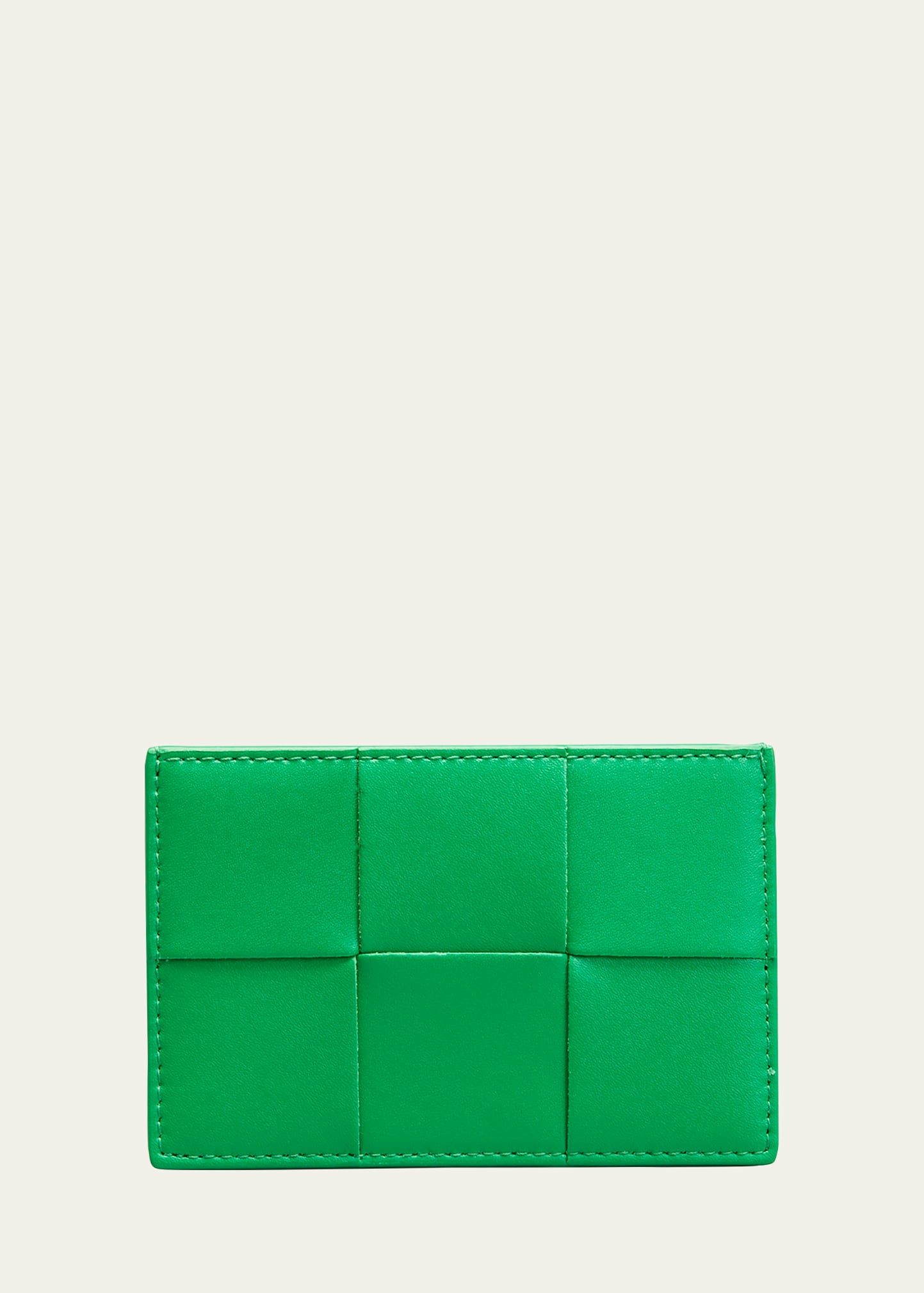 Bottega Veneta Cassette Intrecciato Leather Cardholder In Peridotfum
