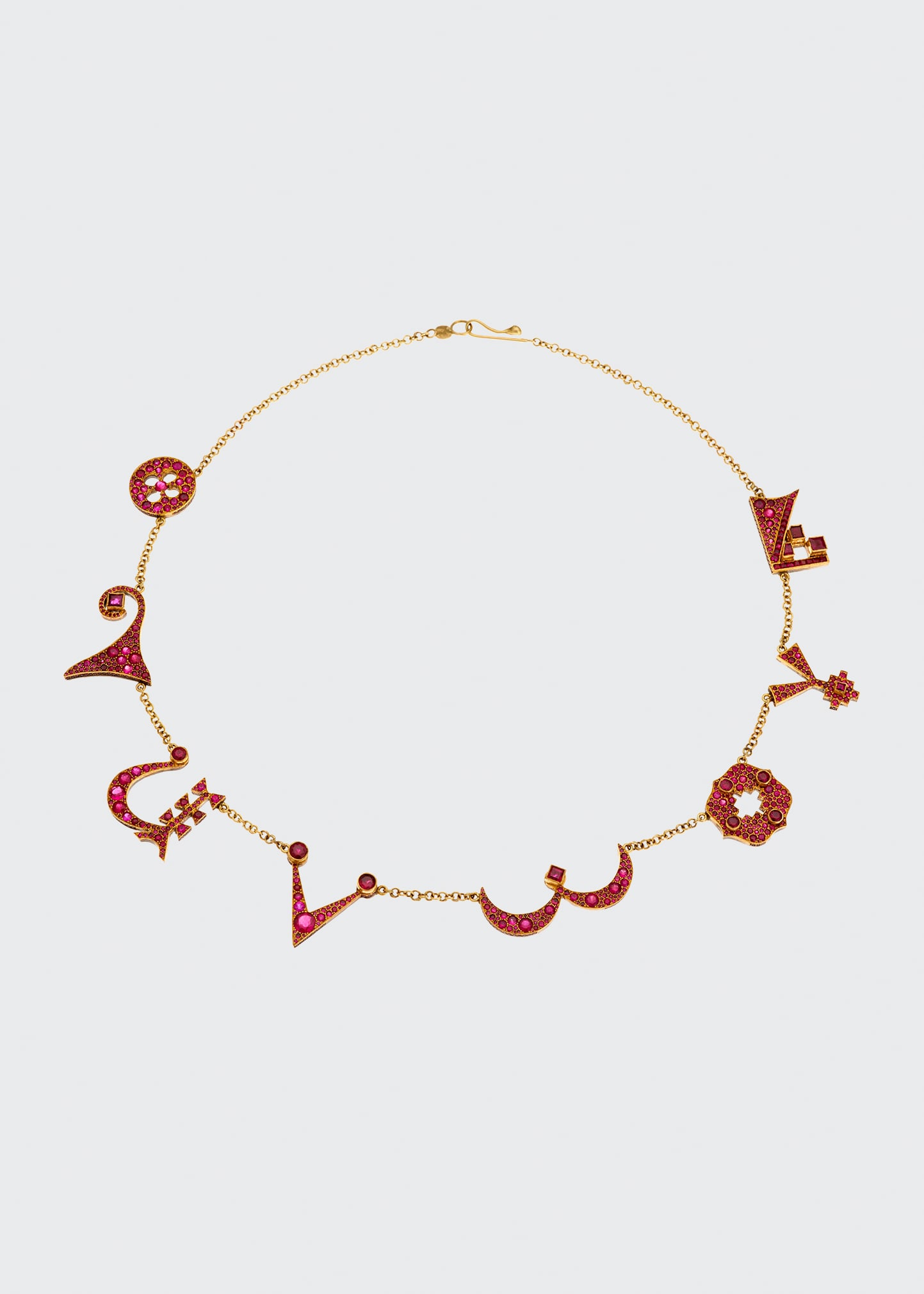 JUDY GEIB I Love You Jumbled Necklace with Rubies