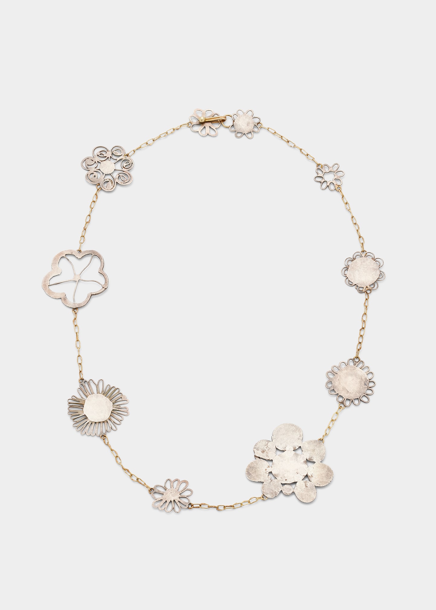 JUDY GEIB Erewhon Tea-Length Necklace in Silver and 18K Gold