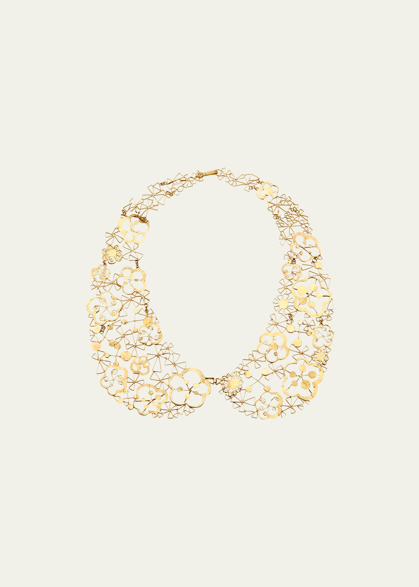 JUDY GEIB Peter Pan Collar 18K Gold Squash Flower and Pinwheel Necklace