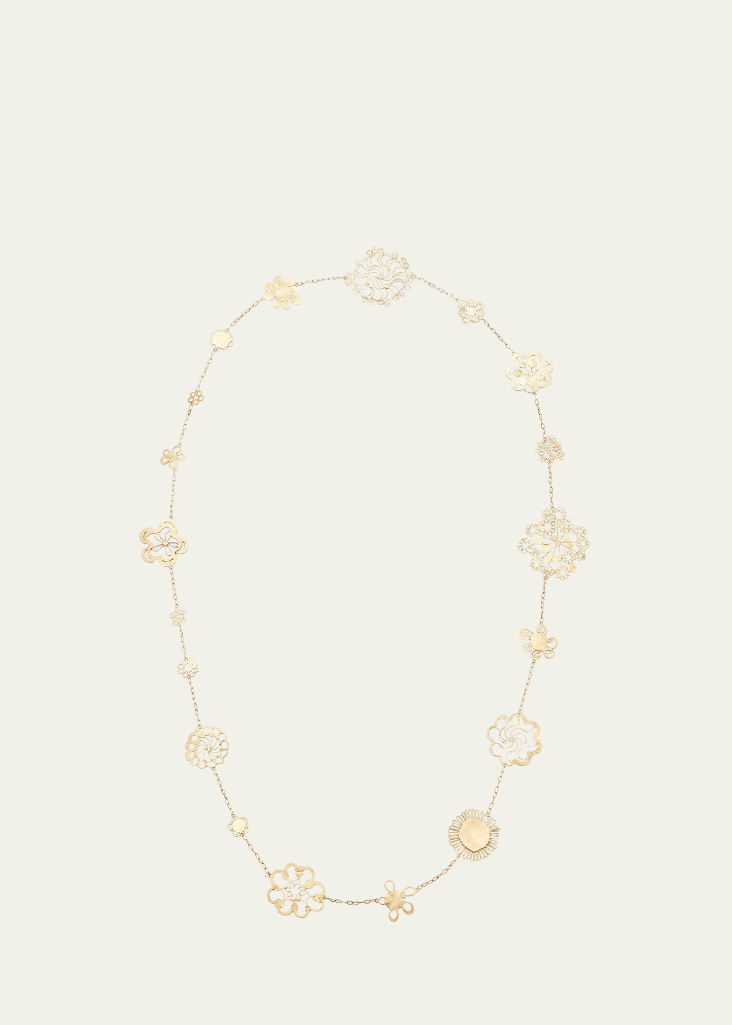 JUDY GEIB Opera-Length Flowery Necklace in 18K Gold
