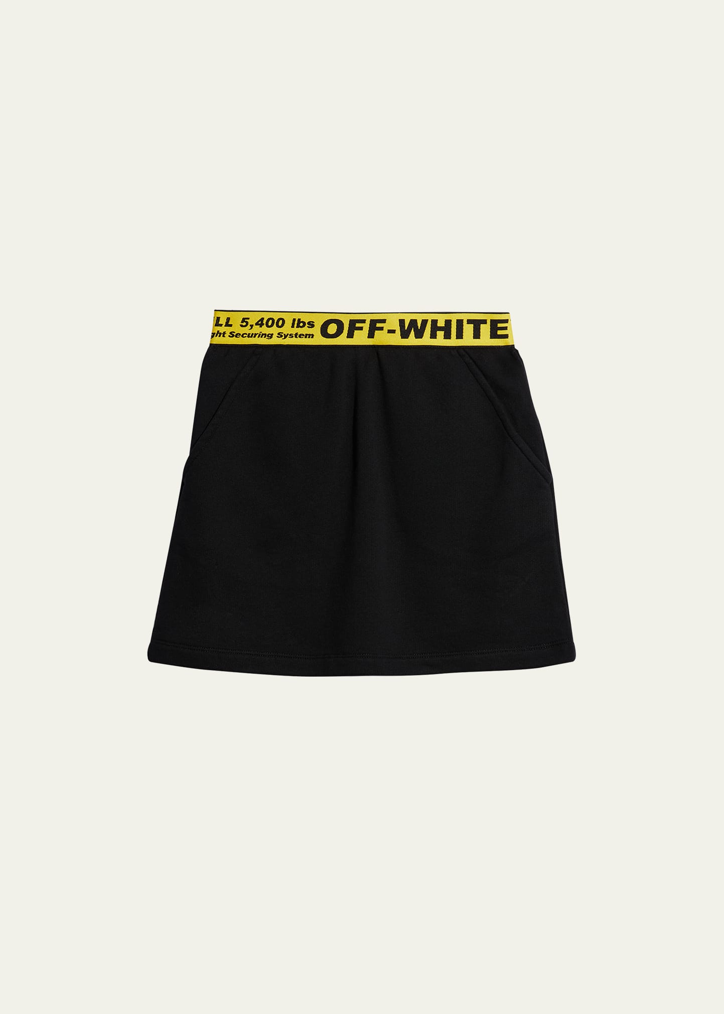Off-white Kids' Girl's Logo-print Mini Skirt In Black/yellow