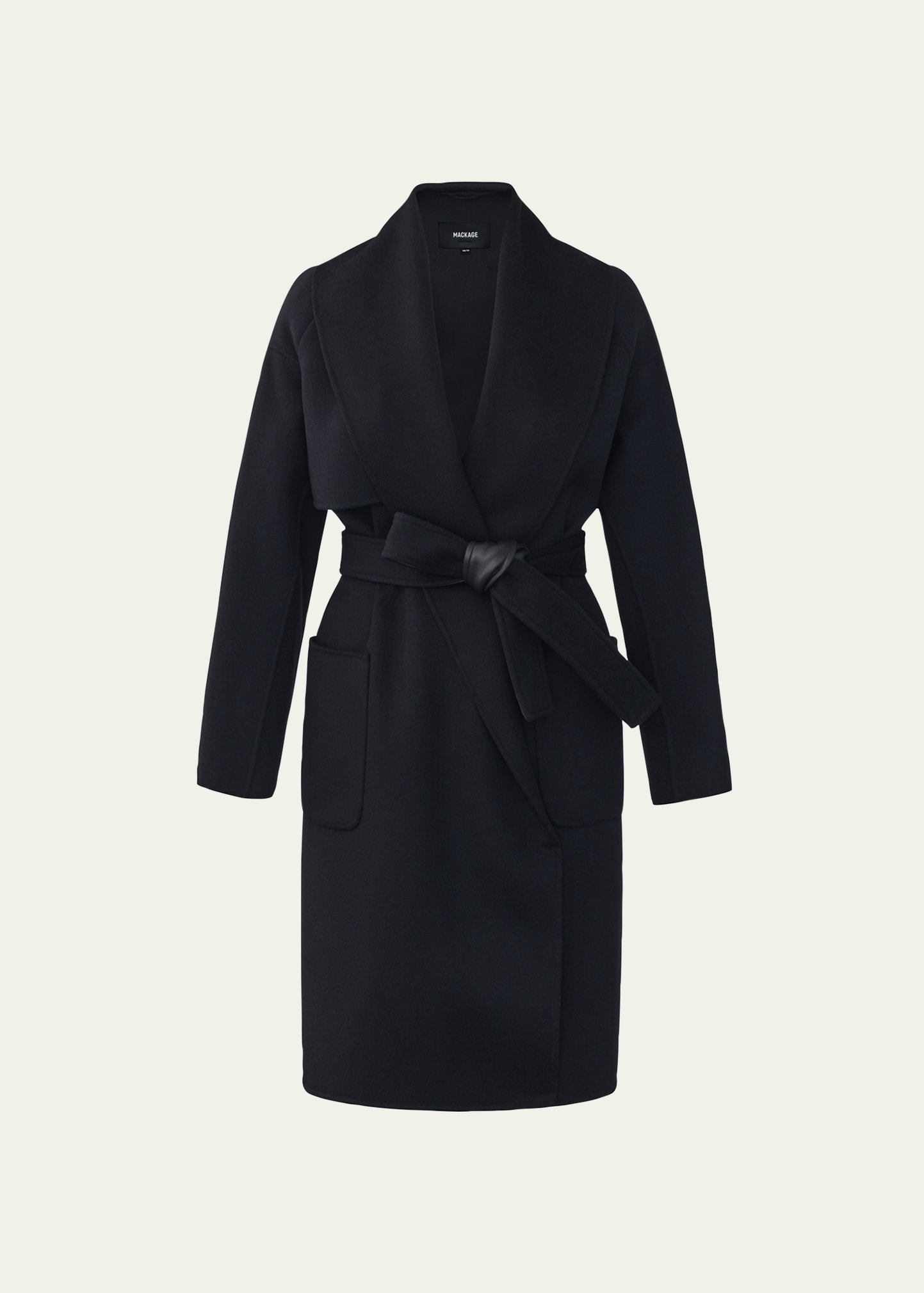 Mackage Thalia Belted Wool Coat In Black