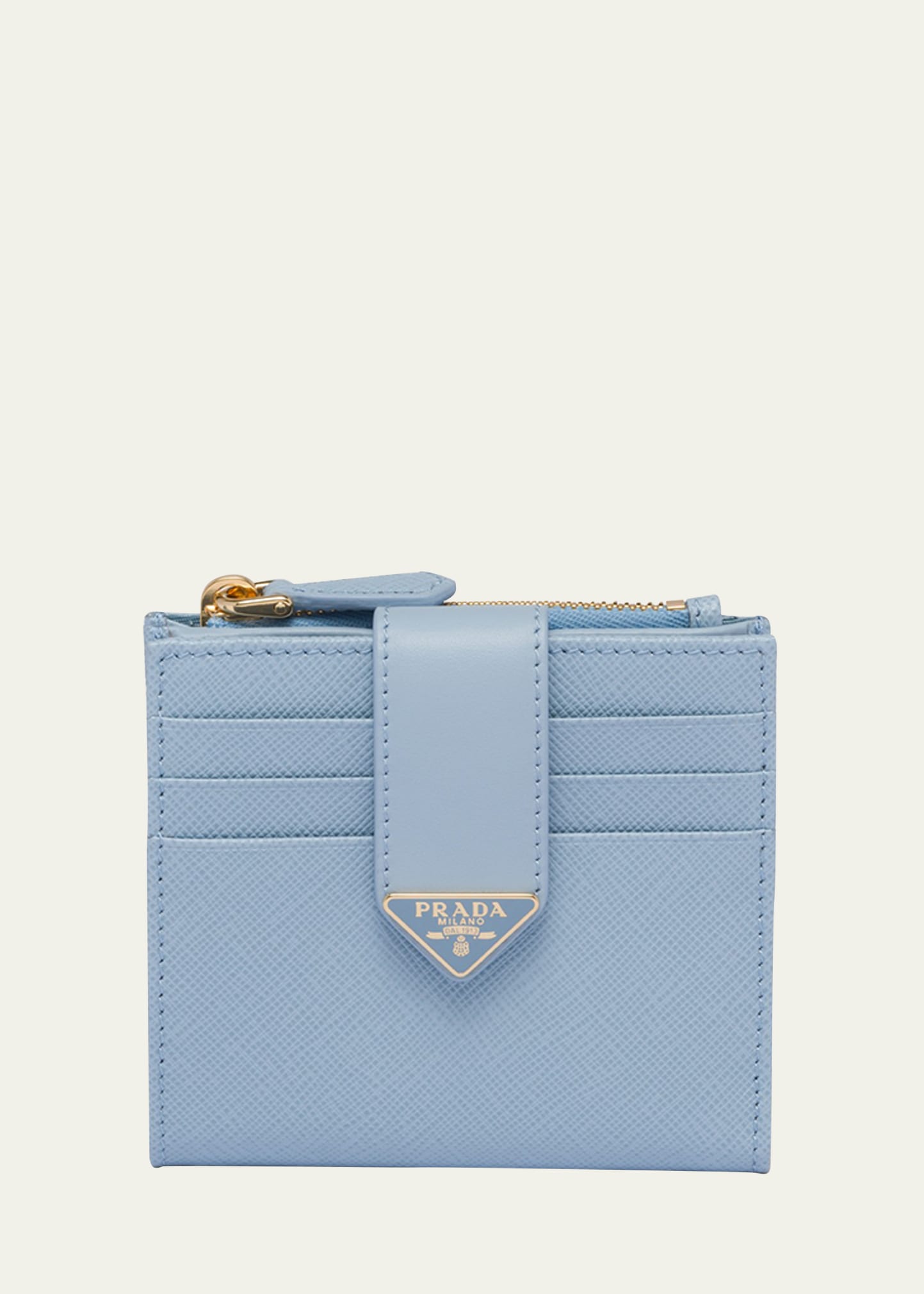 PRADA SMALL LEATHER WALLET WITH TRIANGLE SNAP