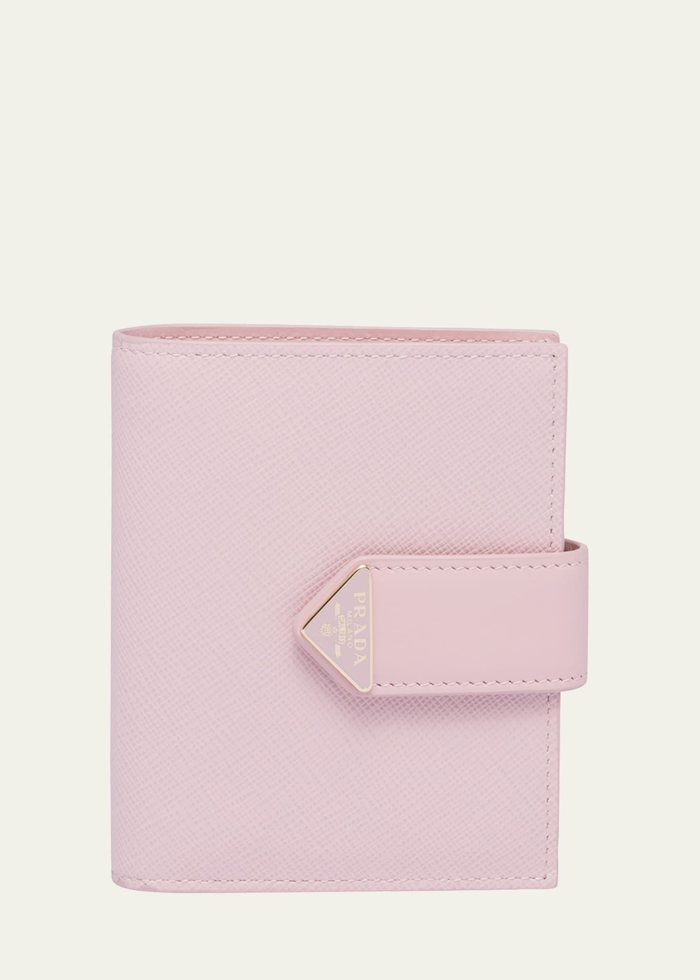 Prada Small Triangle Logo Flap Wallet In Pink
