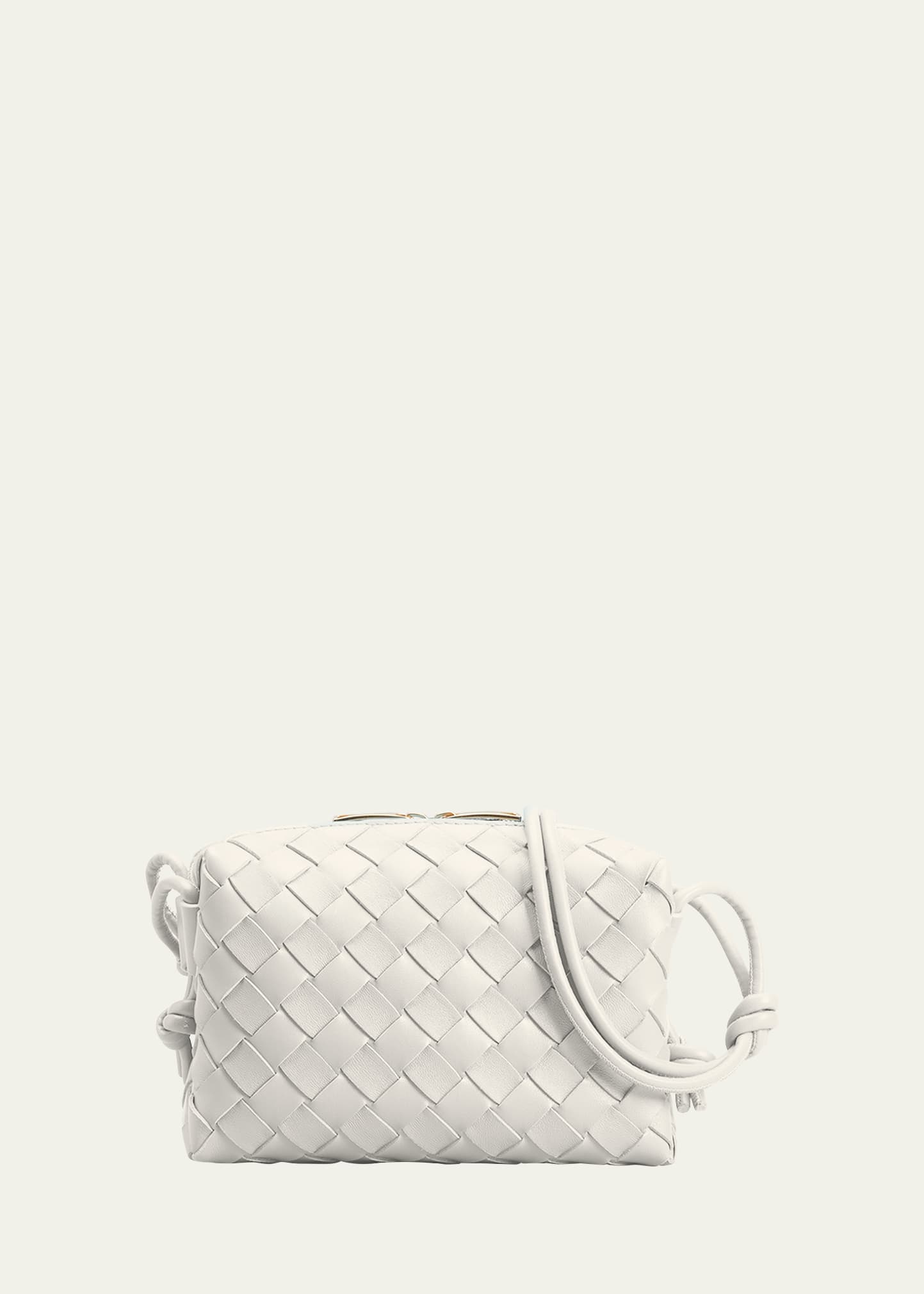 Bottega Veneta Nodini Small Intrecciato Leather Shoulder Bag - Off-white