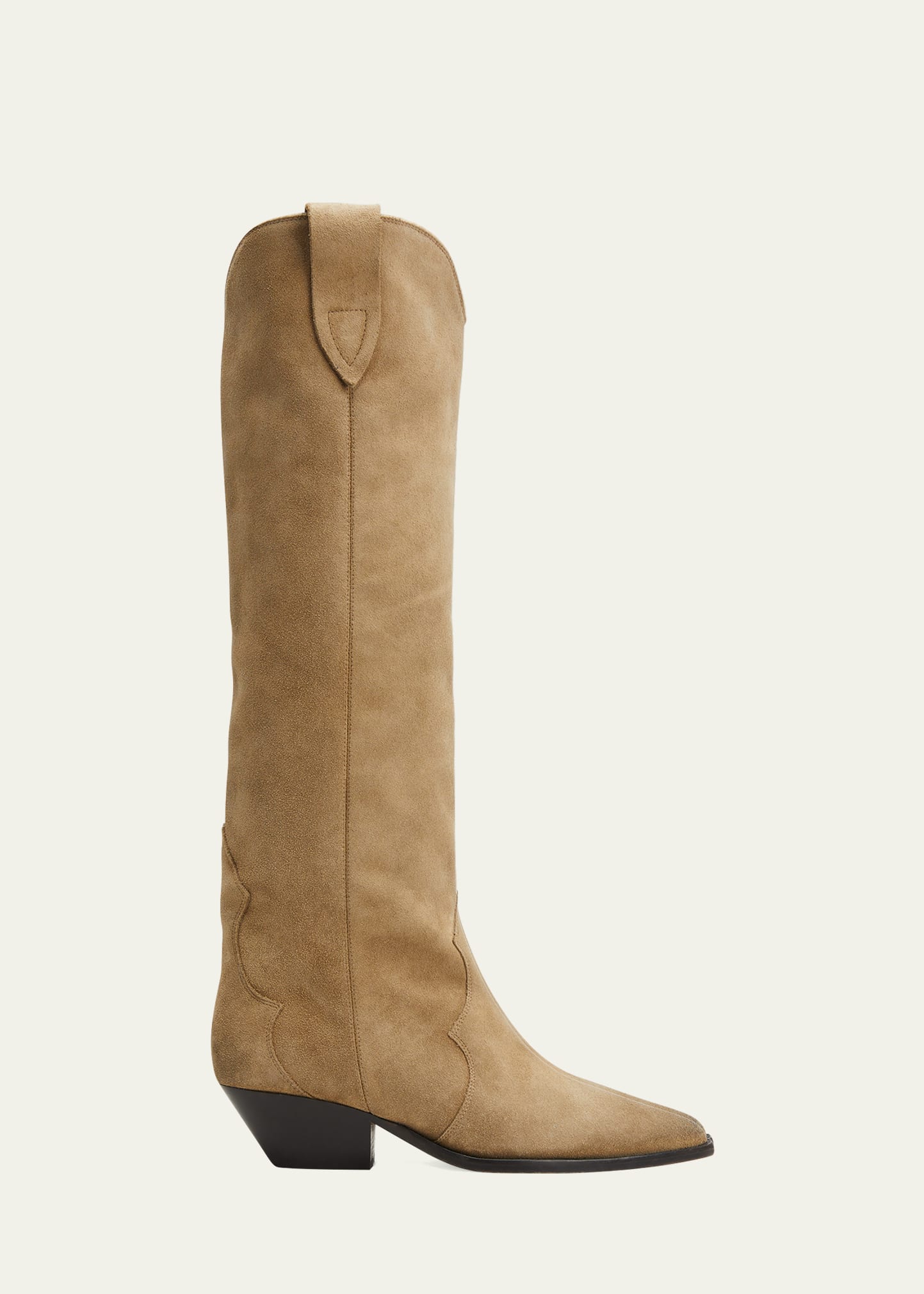 Isabel Marant Denvee Suede Tall Western Boot In Taupe