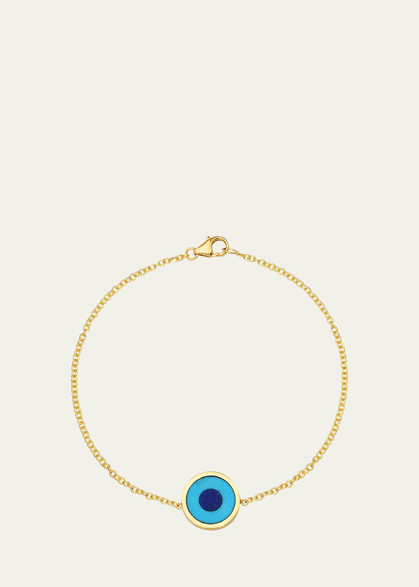 Jennifer Meyer Mini Turquoise and Lapis Inlay Evil Eye Bracelet in 18k Yellow Gold