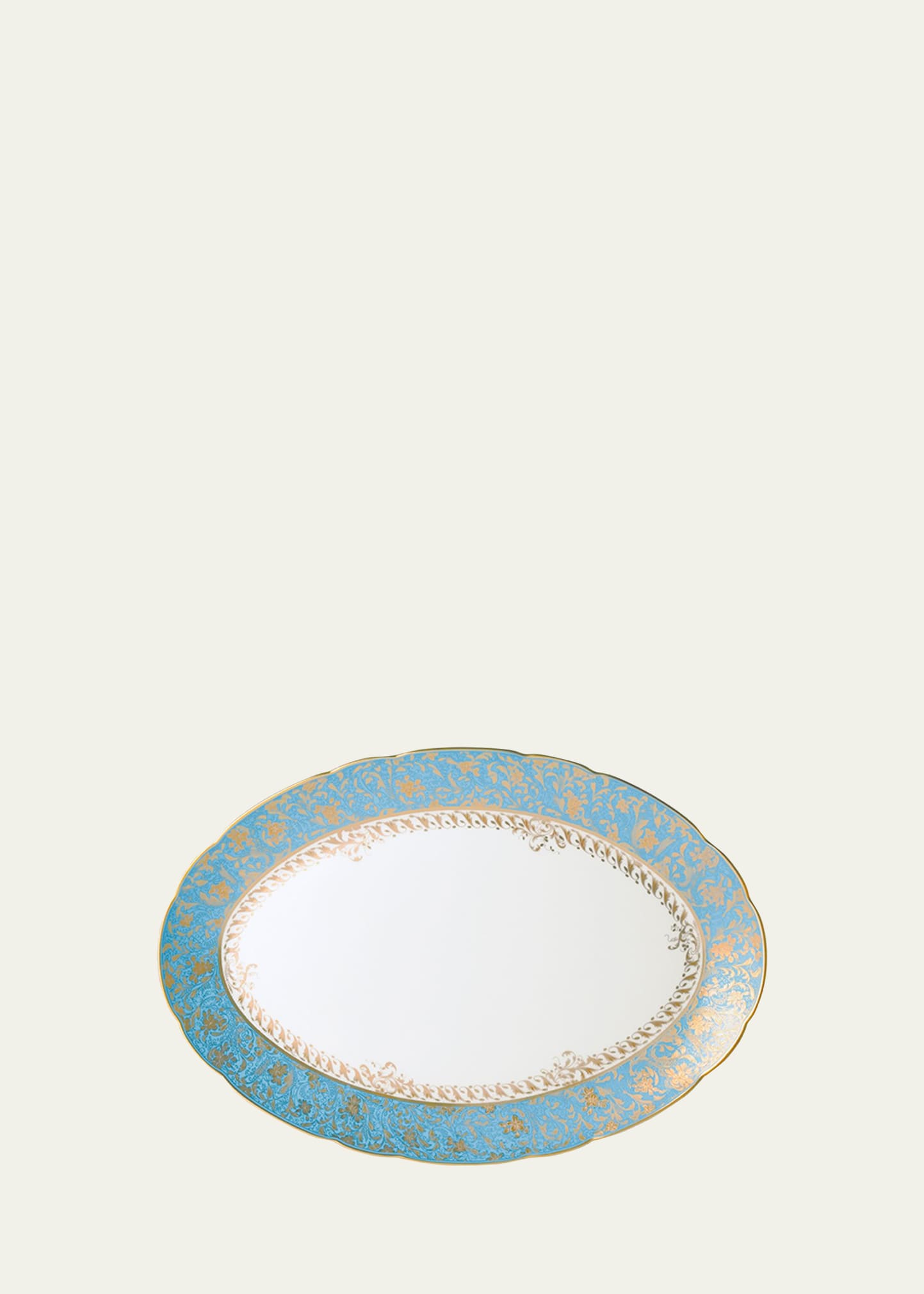 Bernardaud Eden Turquoise Oval Platter, 15" In White