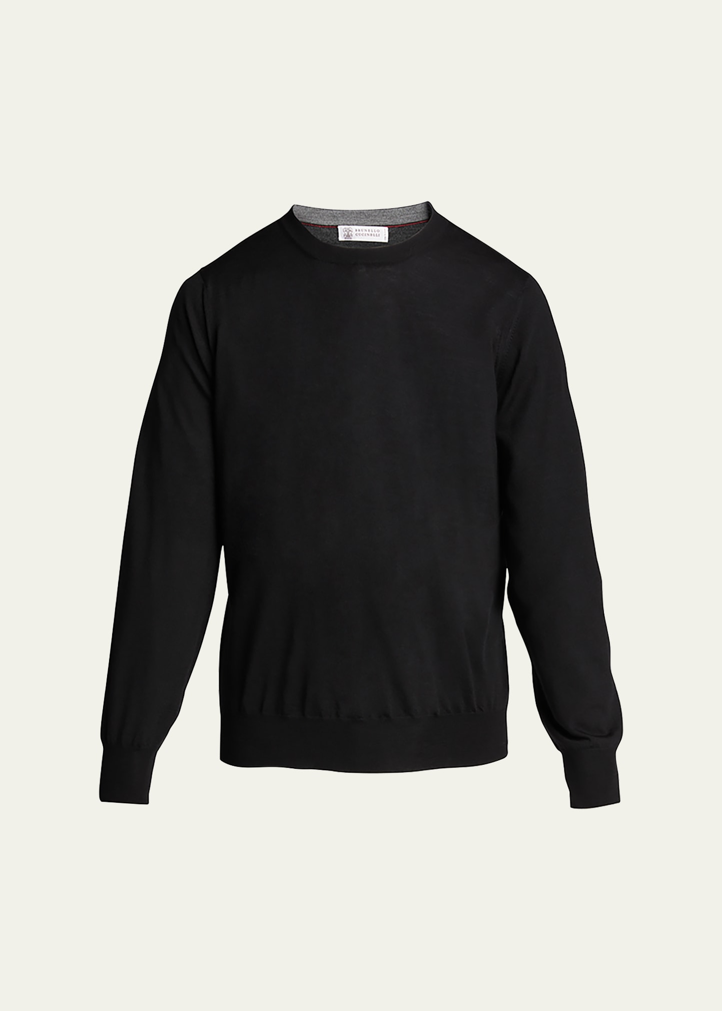 Shop Brunello Cucinelli Men's Wool-cashmere Crew Sweater In Black